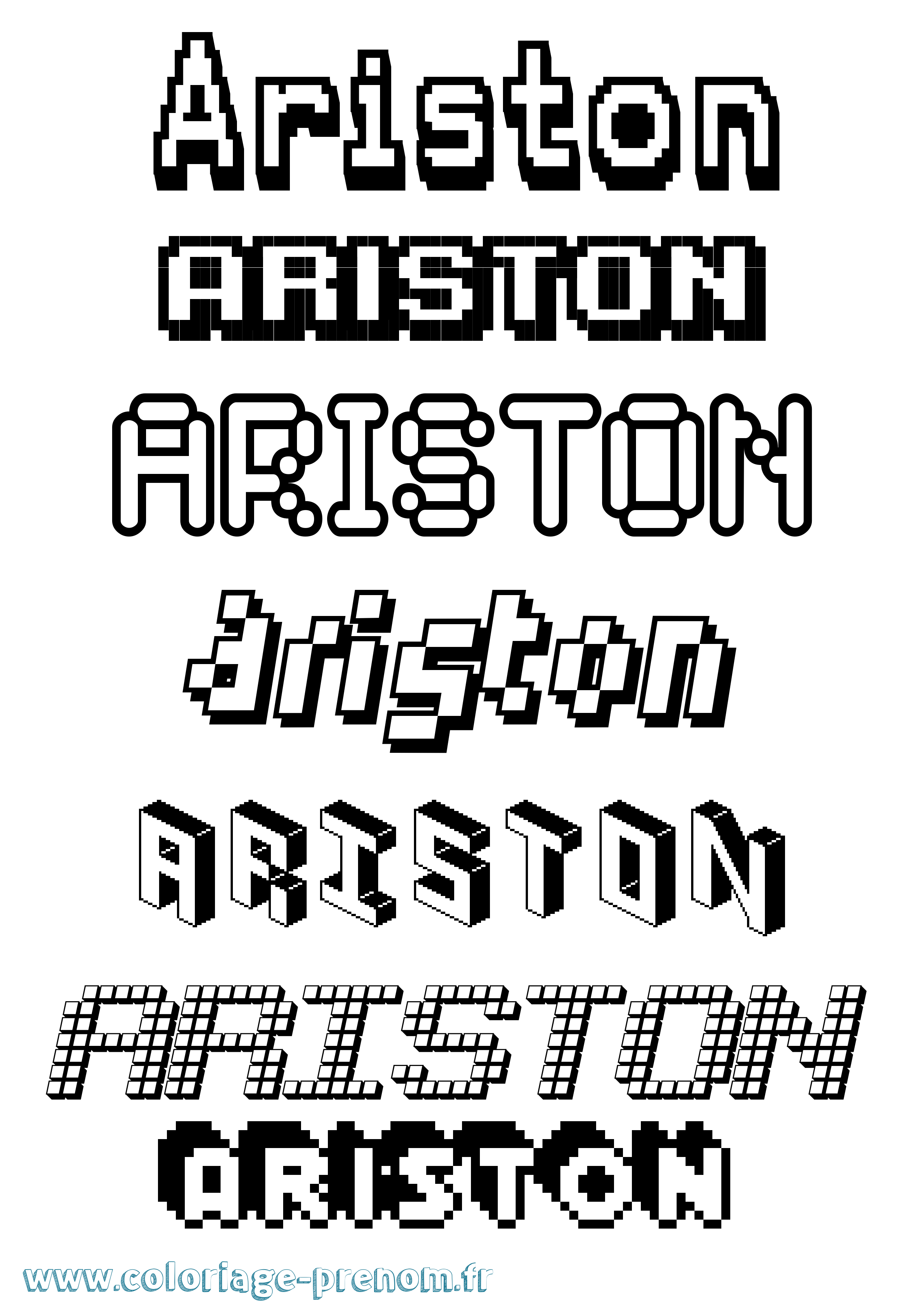 Coloriage prénom Ariston Pixel