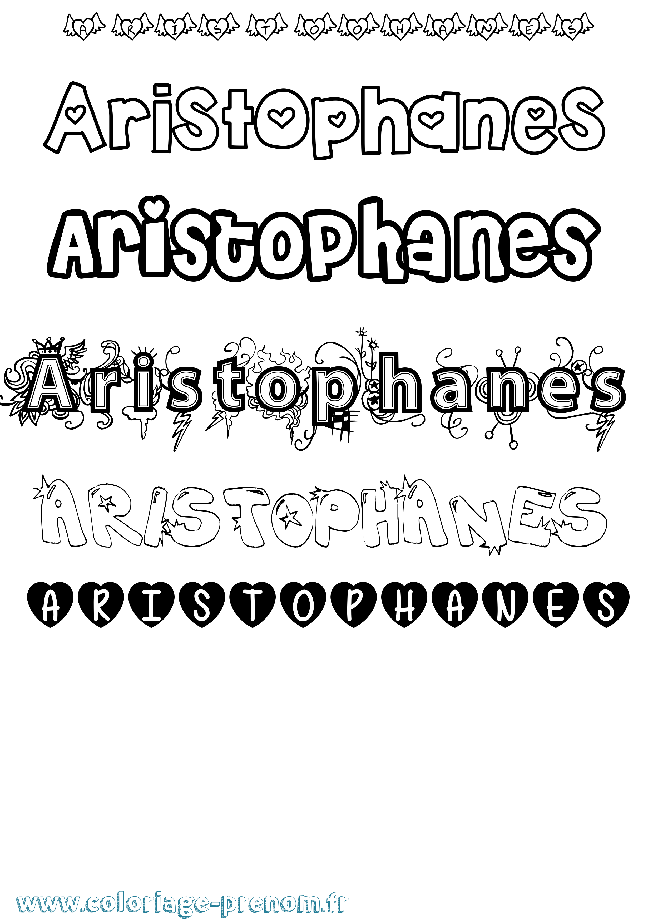 Coloriage prénom Aristophanes Girly