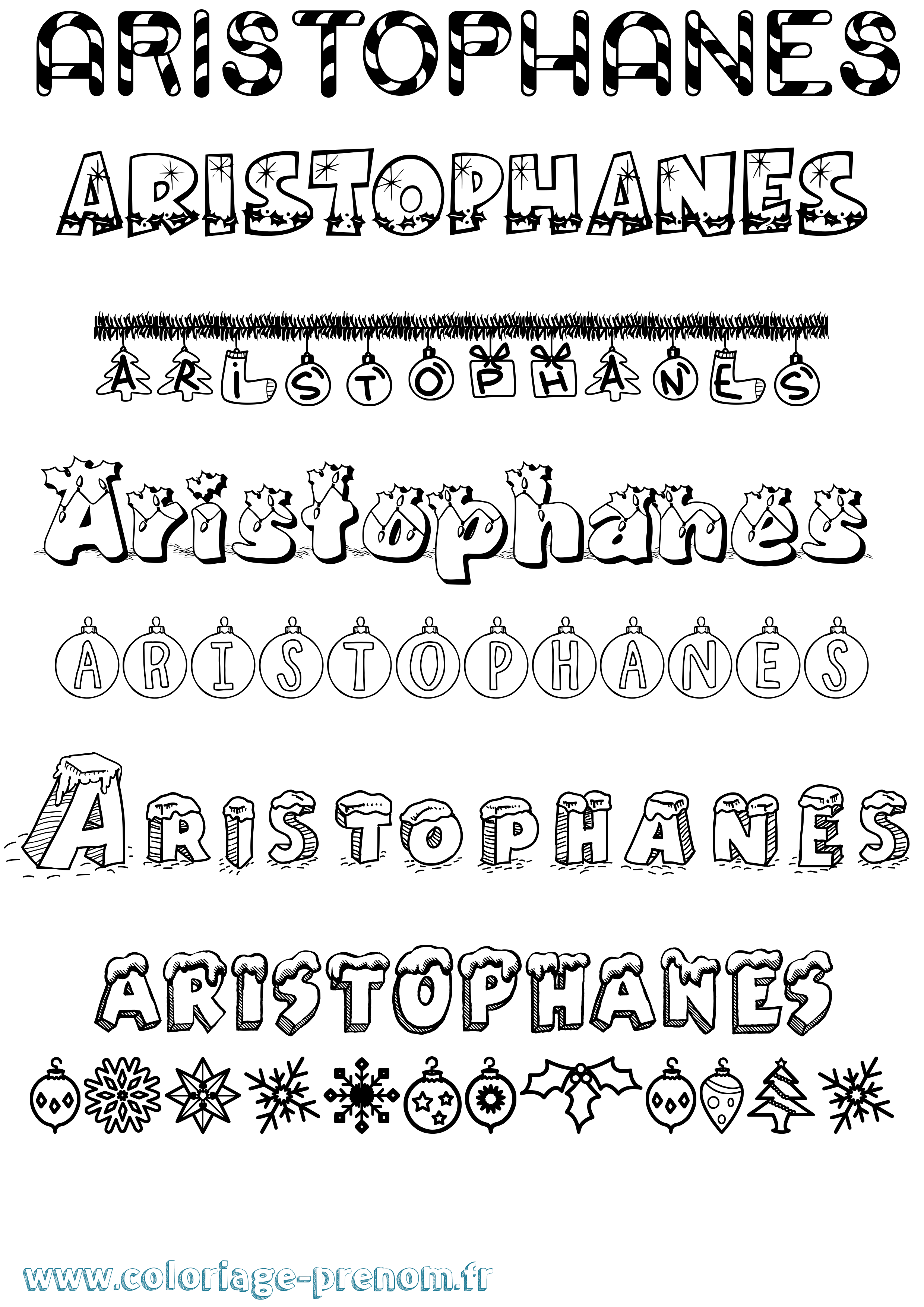 Coloriage prénom Aristophanes Noël