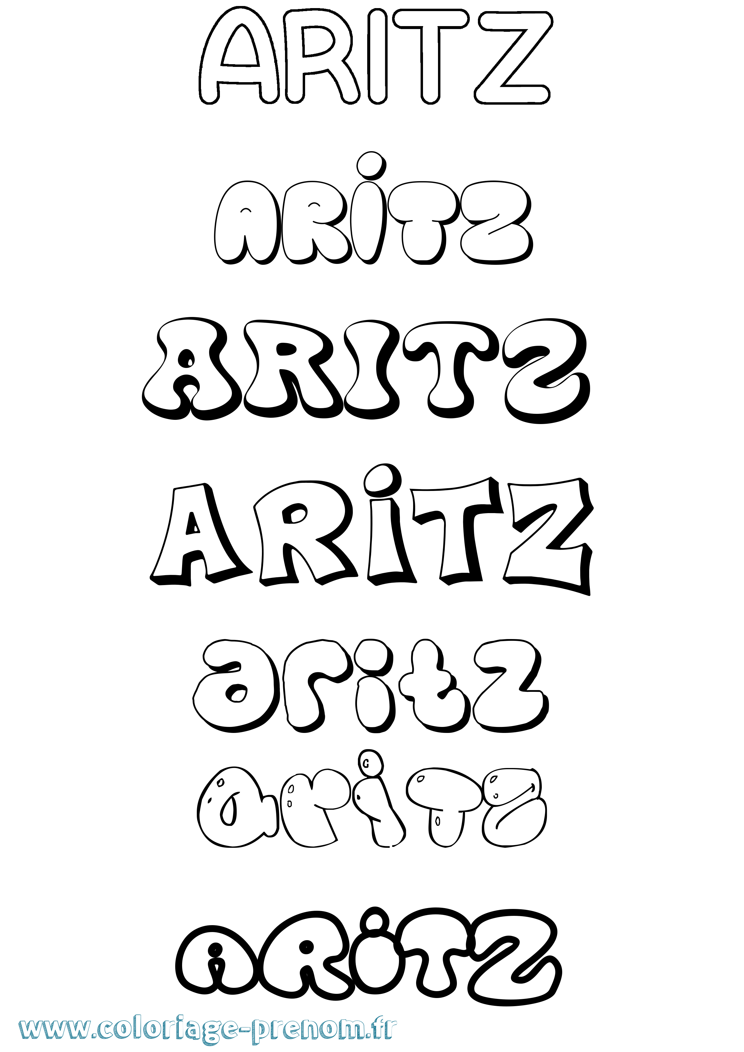 Coloriage Aritz Bubble Coloriage prénom Aritz Bubble