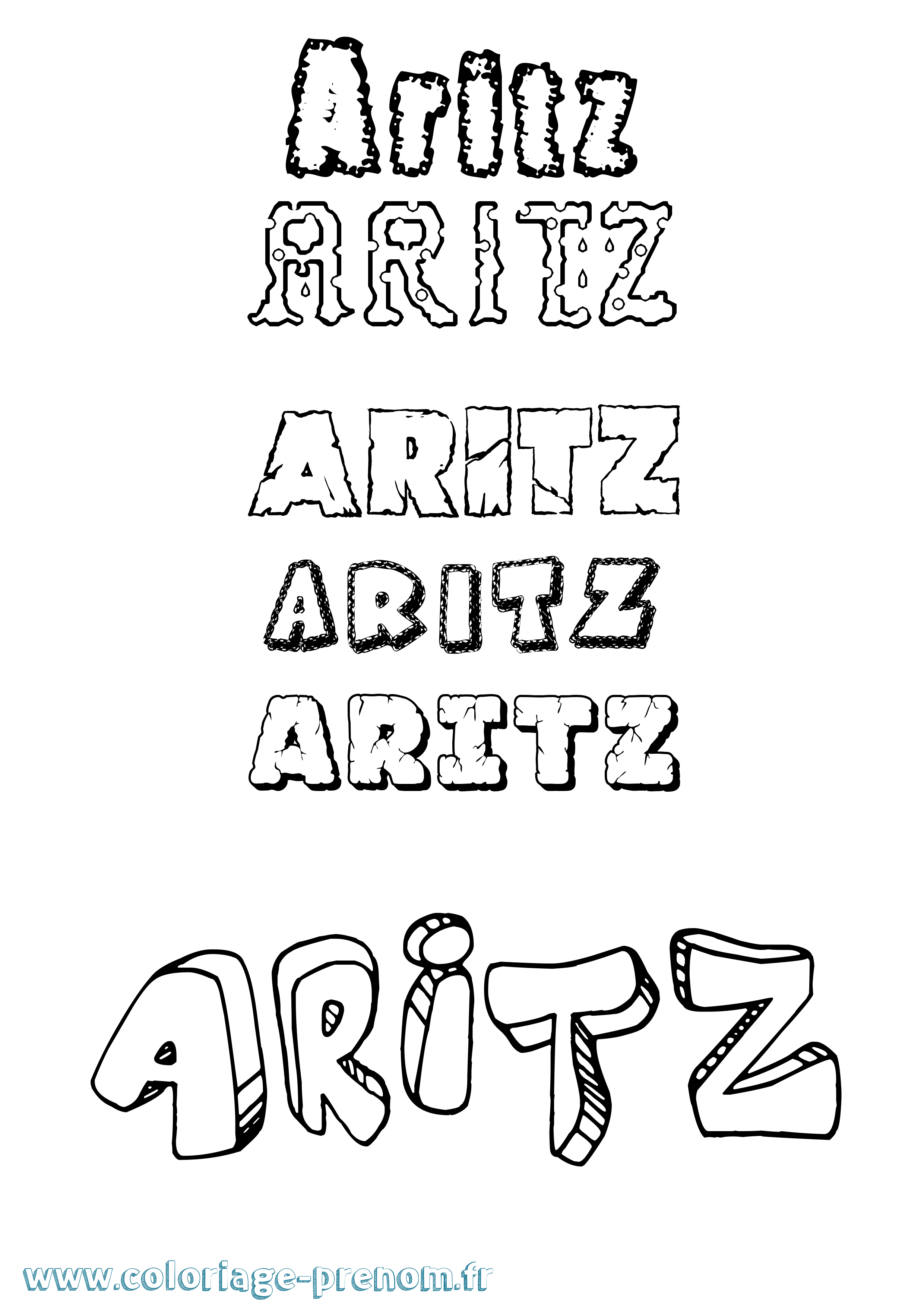 Coloriage Aritz Destructuré Coloriage prénom Aritz Destructuré