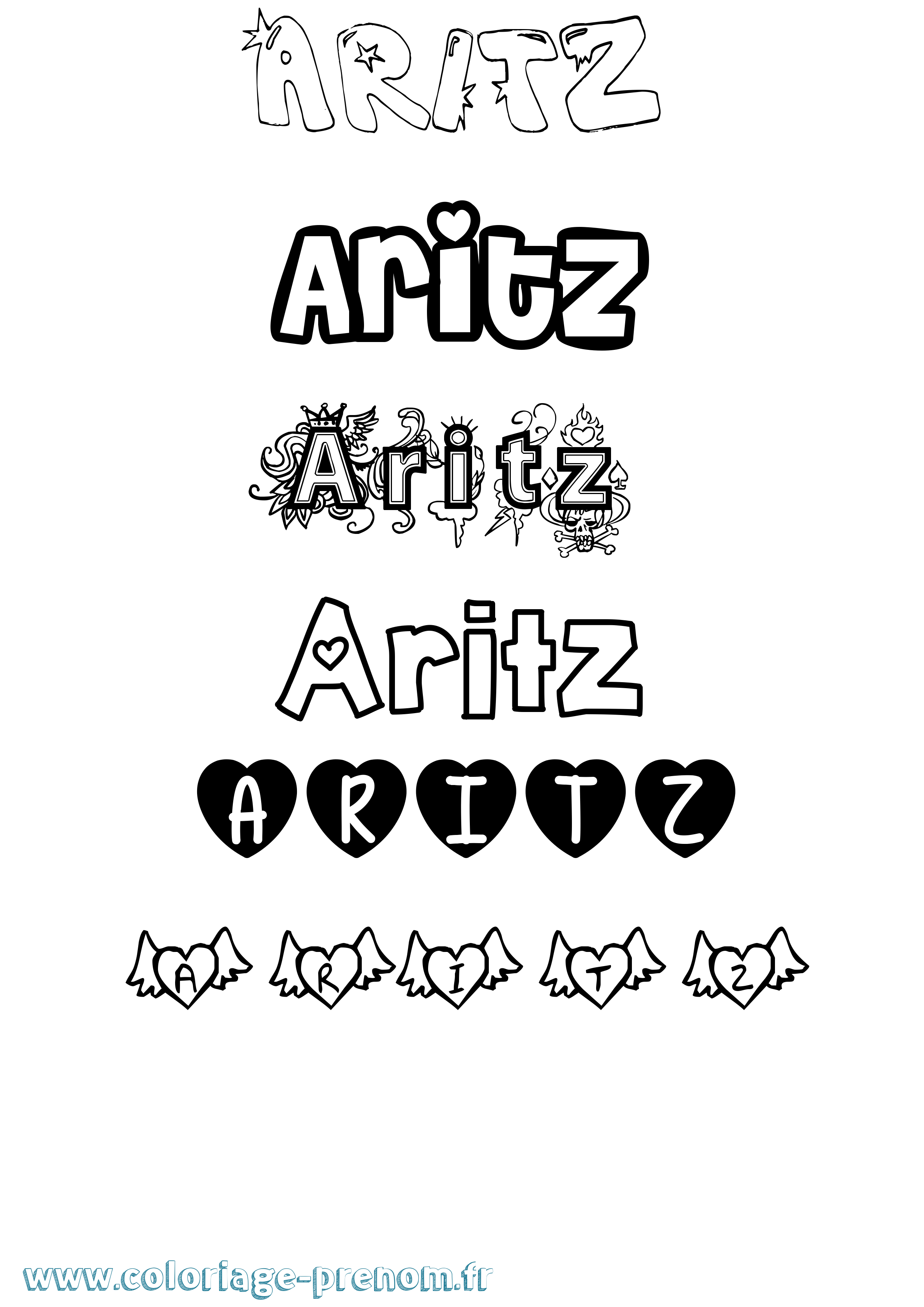 Coloriage Aritz Girly Coloriage prénom Aritz Girly
