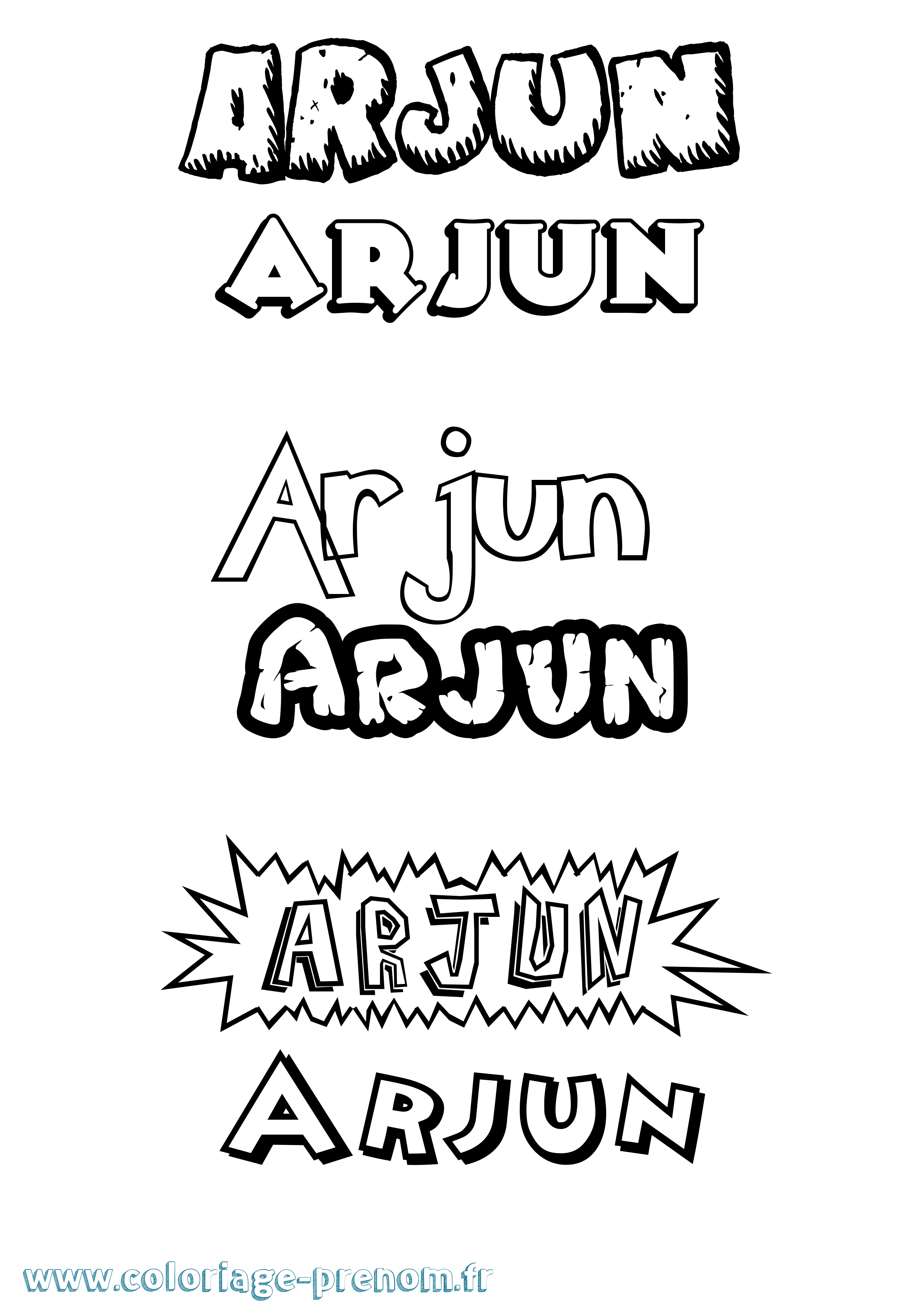 Coloriage prénom Arjun Dessin Animé
