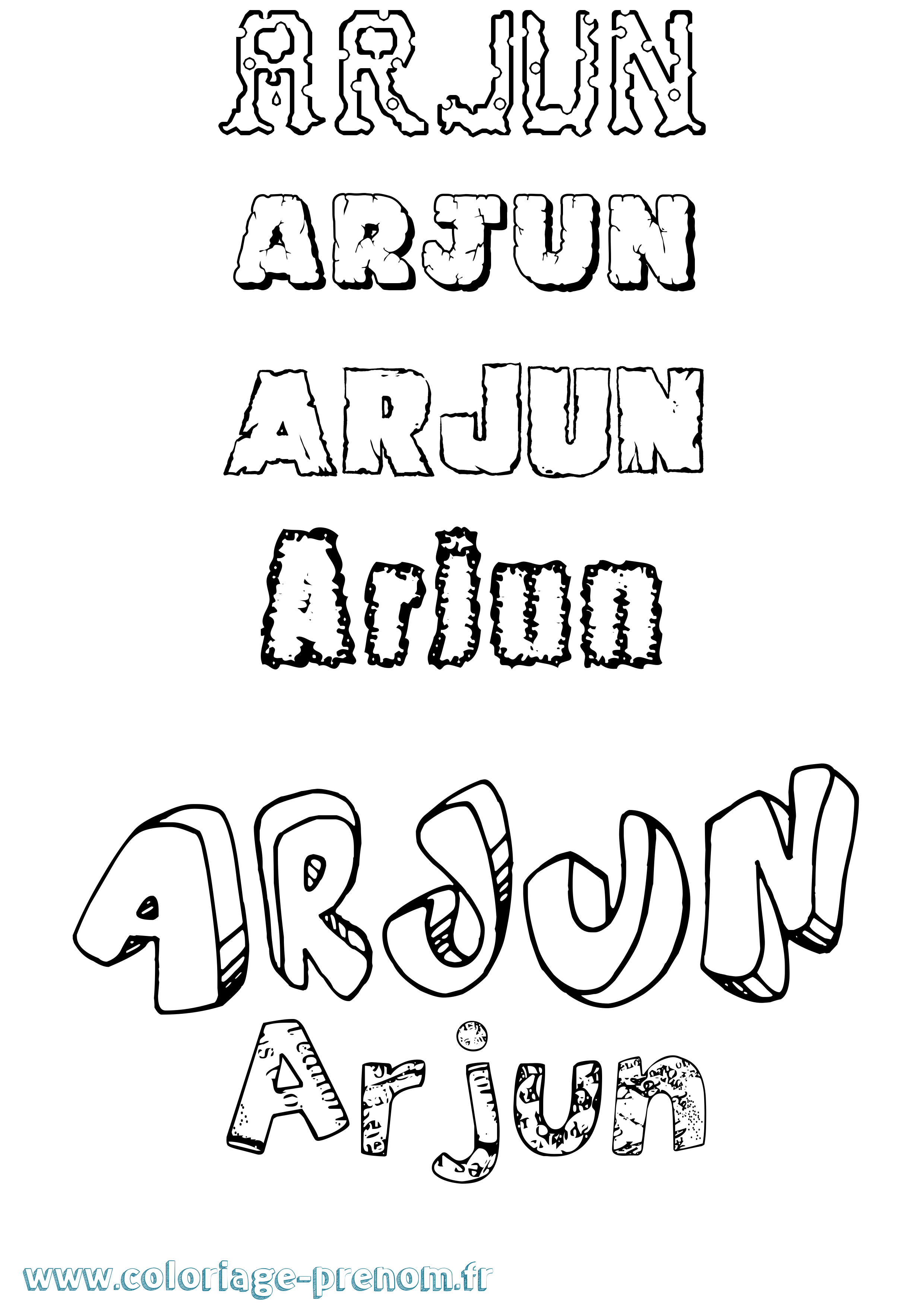 Coloriage prénom Arjun Destructuré