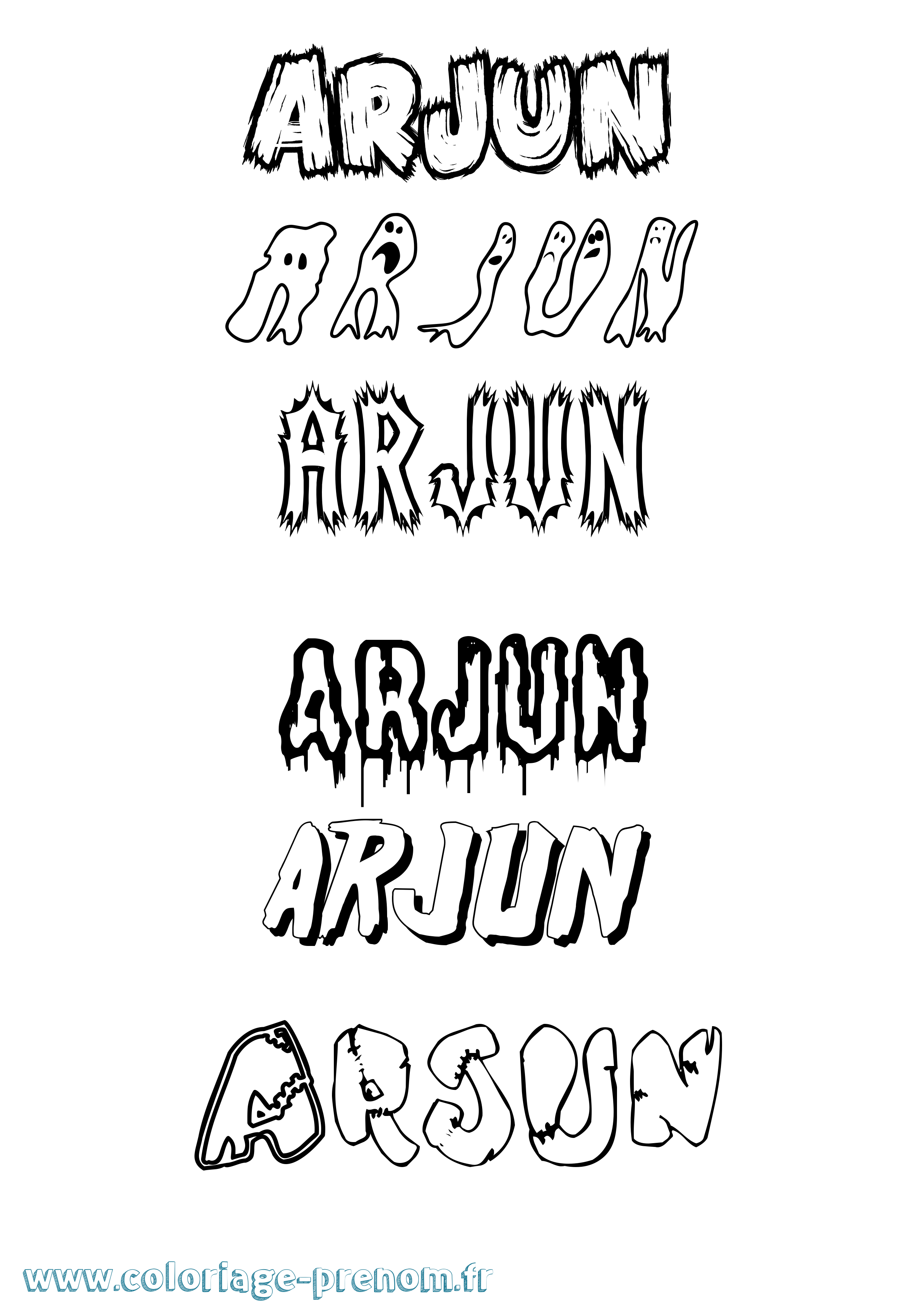 Coloriage prénom Arjun Frisson