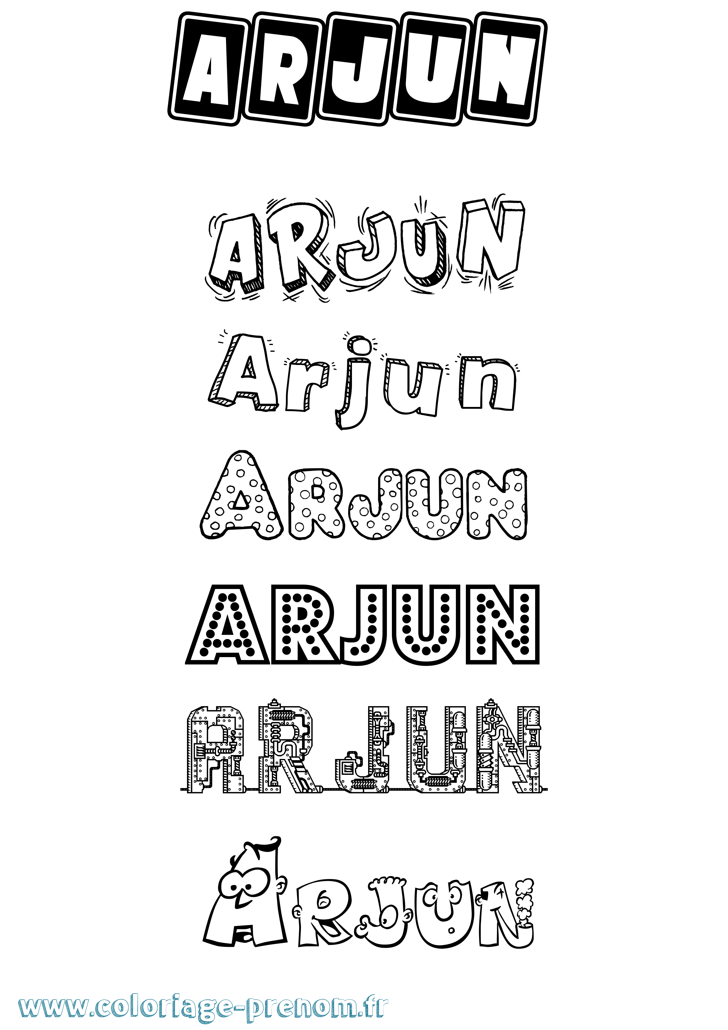 Coloriage prénom Arjun Fun