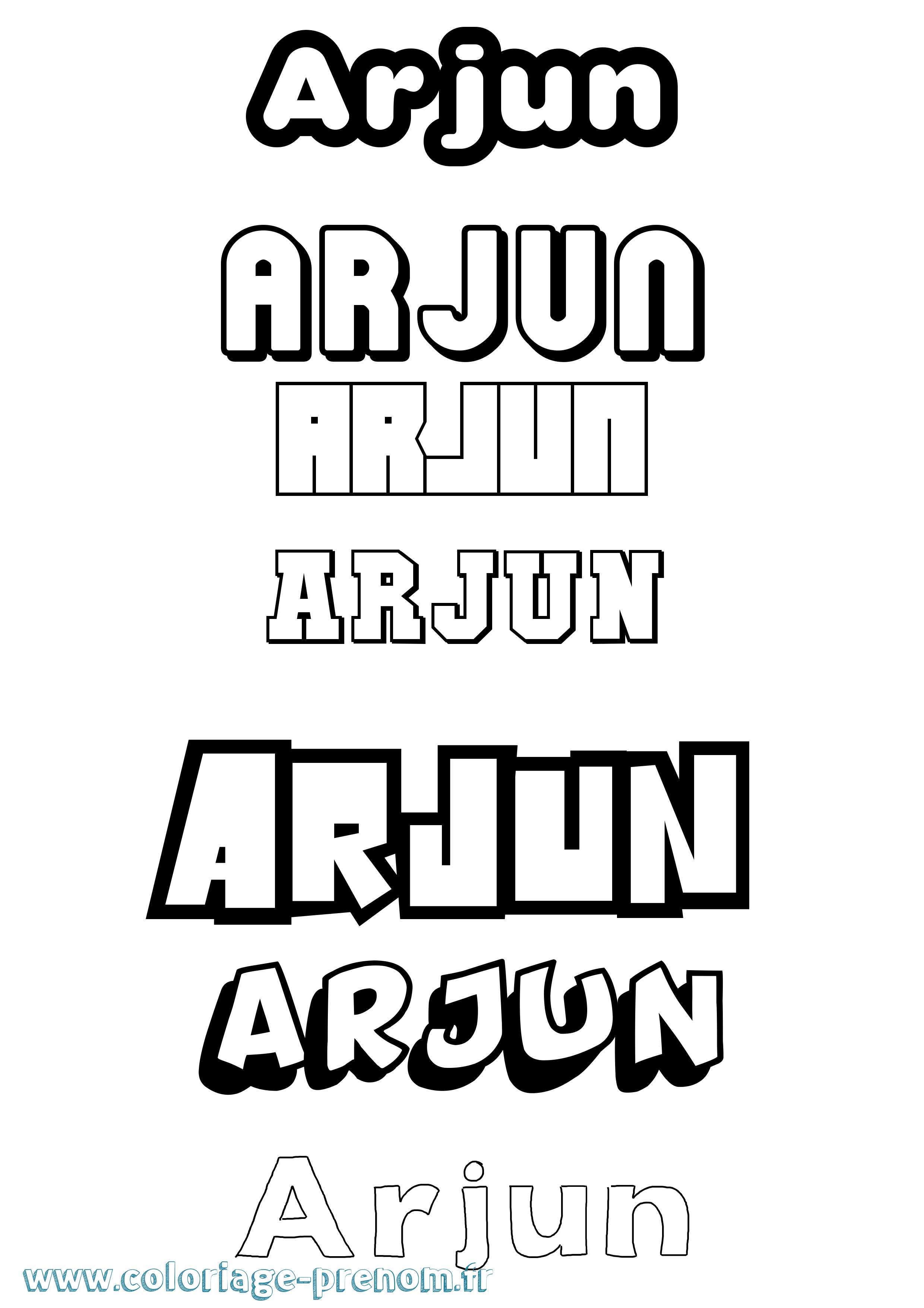 Coloriage prénom Arjun Simple