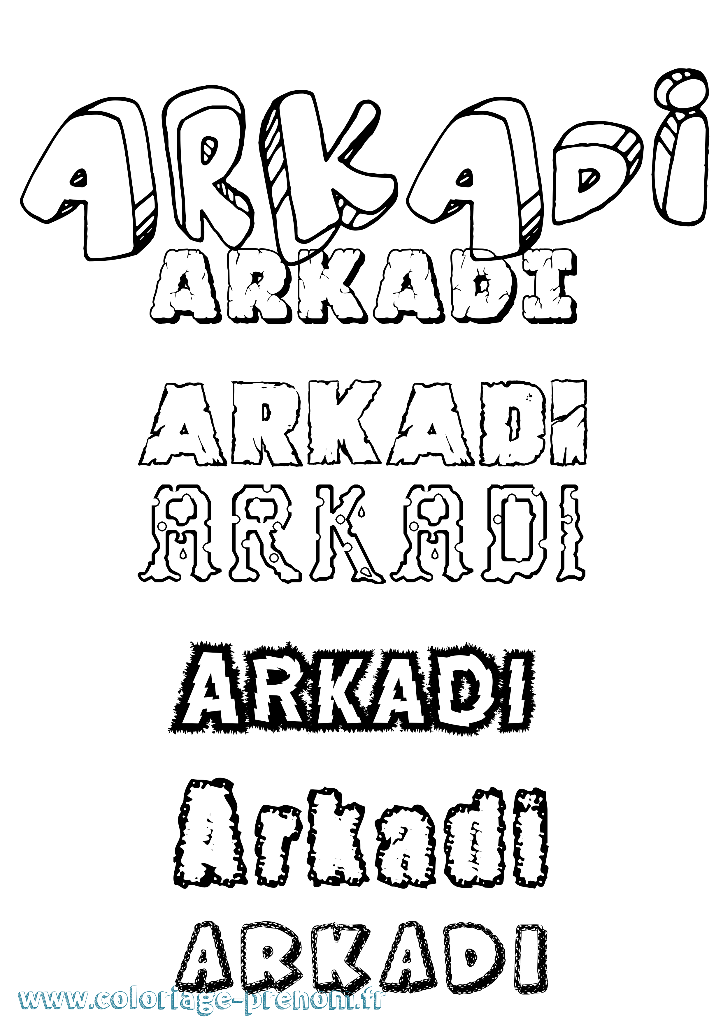 Coloriage prénom Arkadi Destructuré