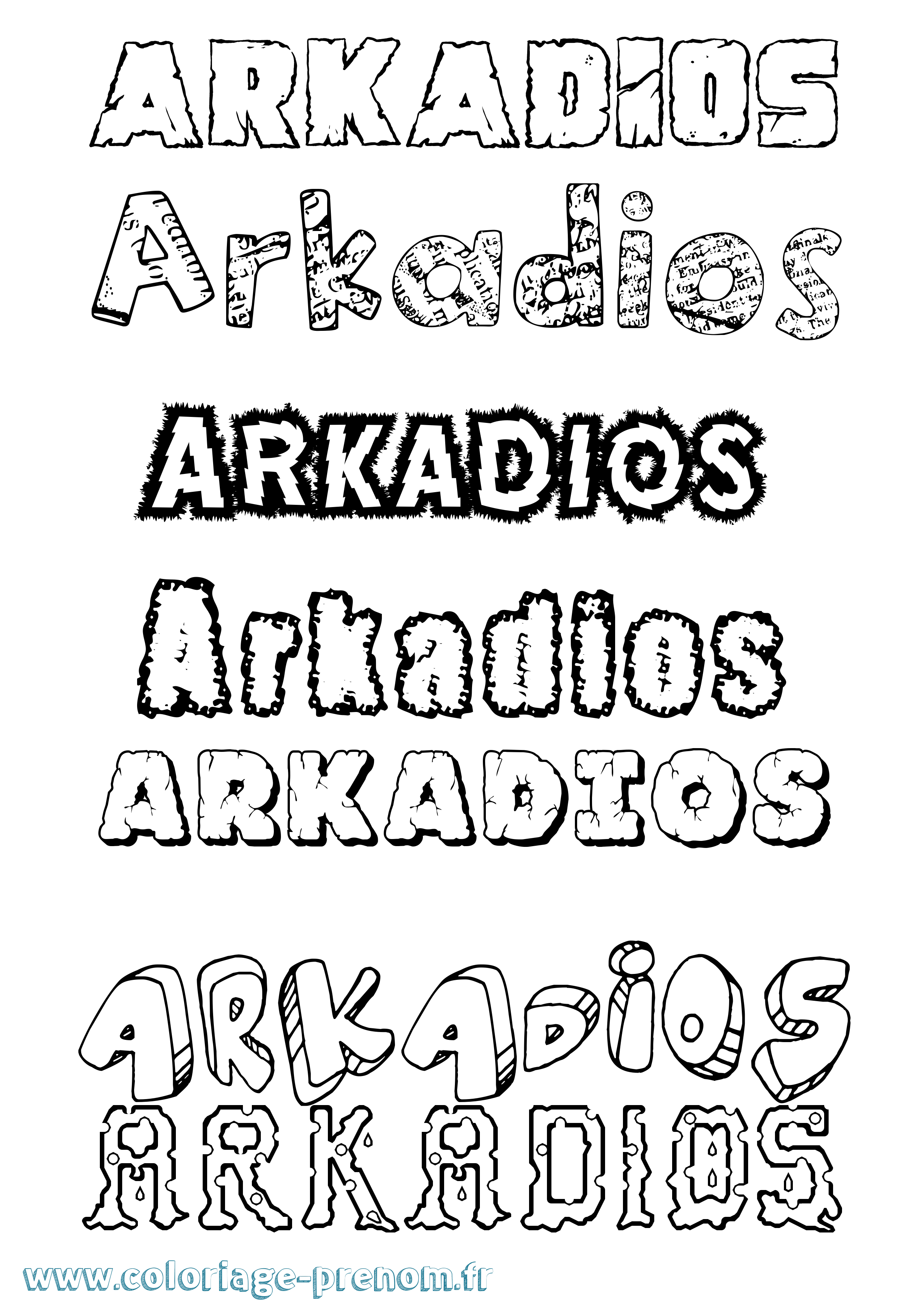 Coloriage prénom Arkadios Destructuré