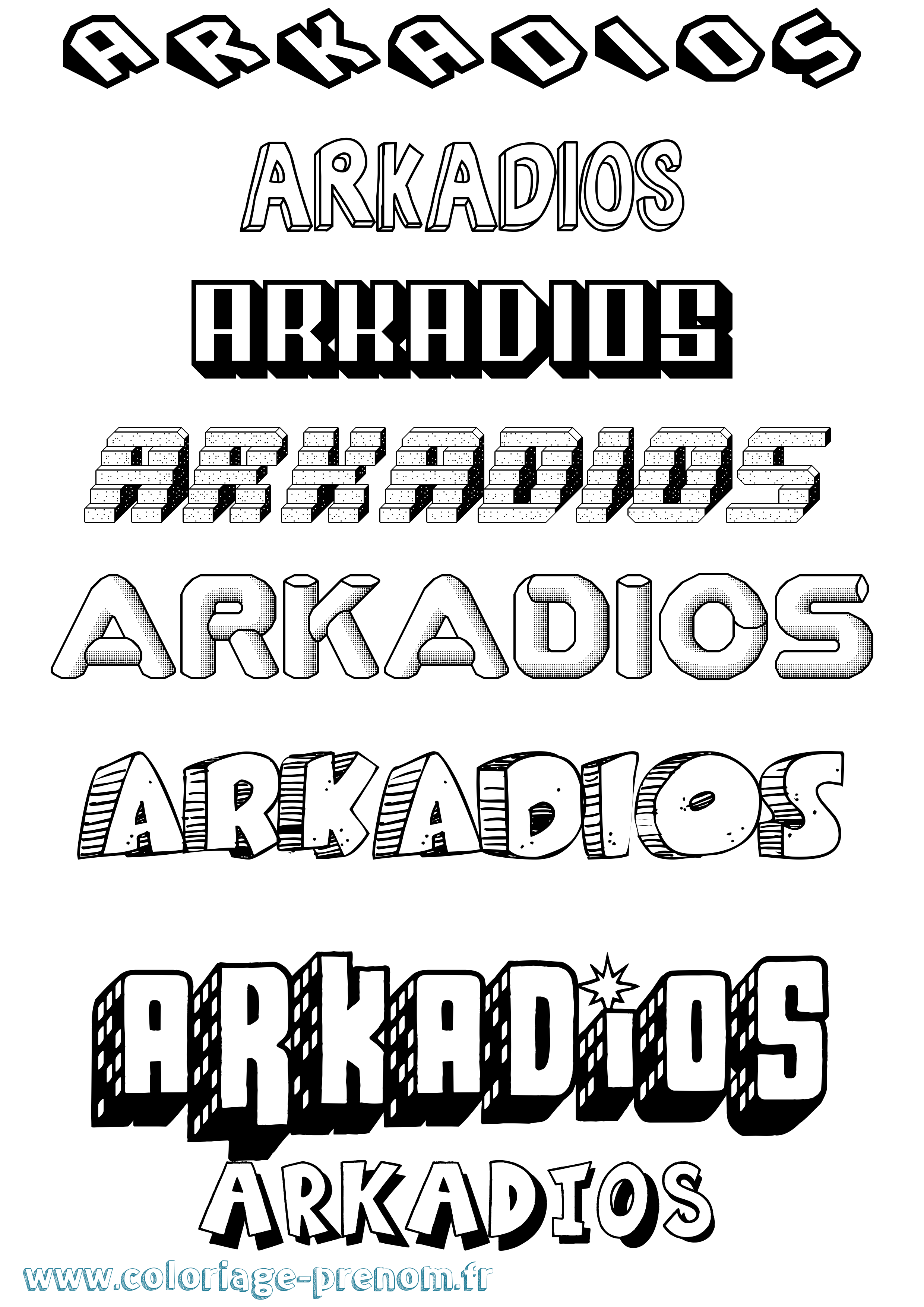 Coloriage prénom Arkadios Effet 3D