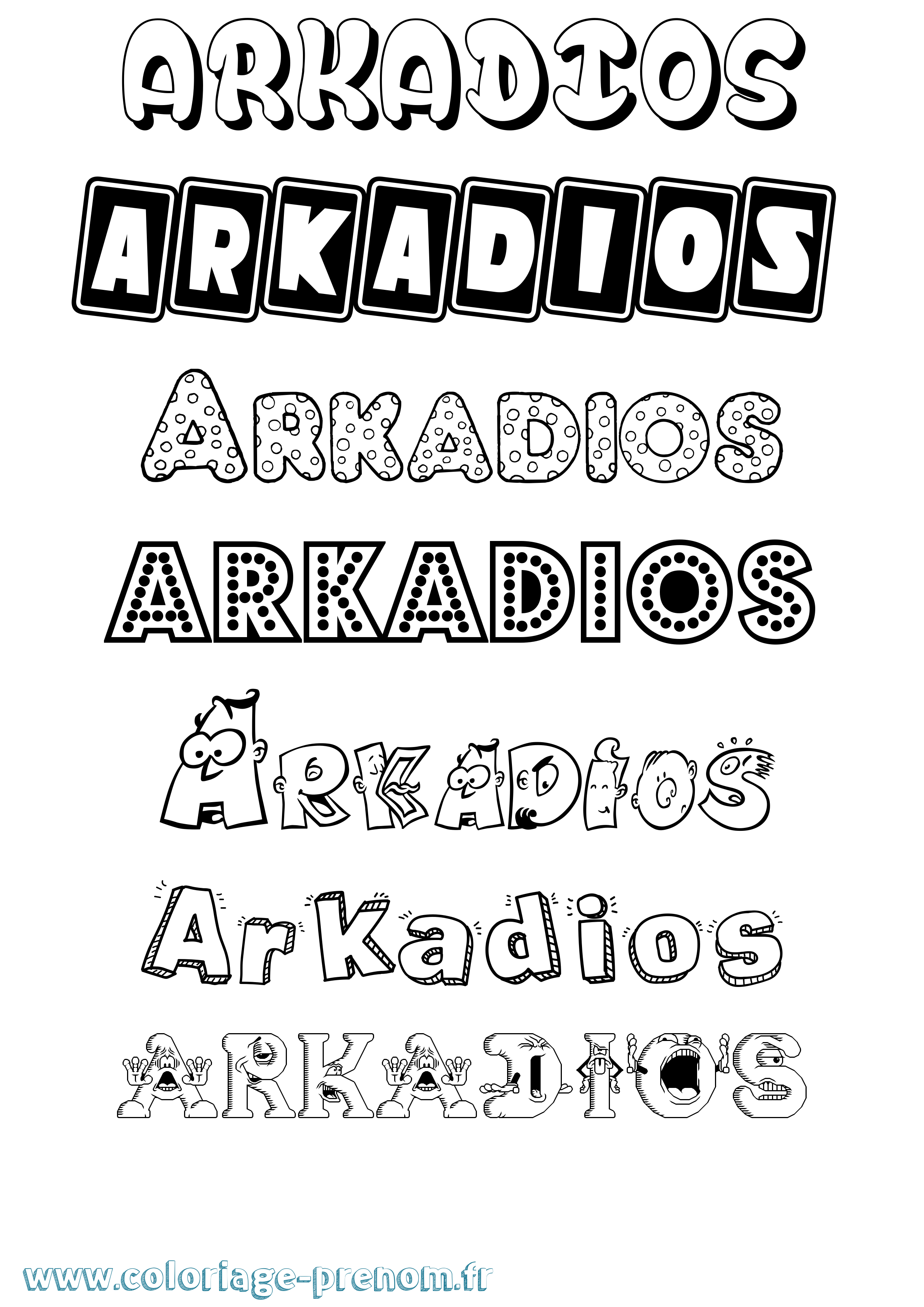 Coloriage prénom Arkadios Fun