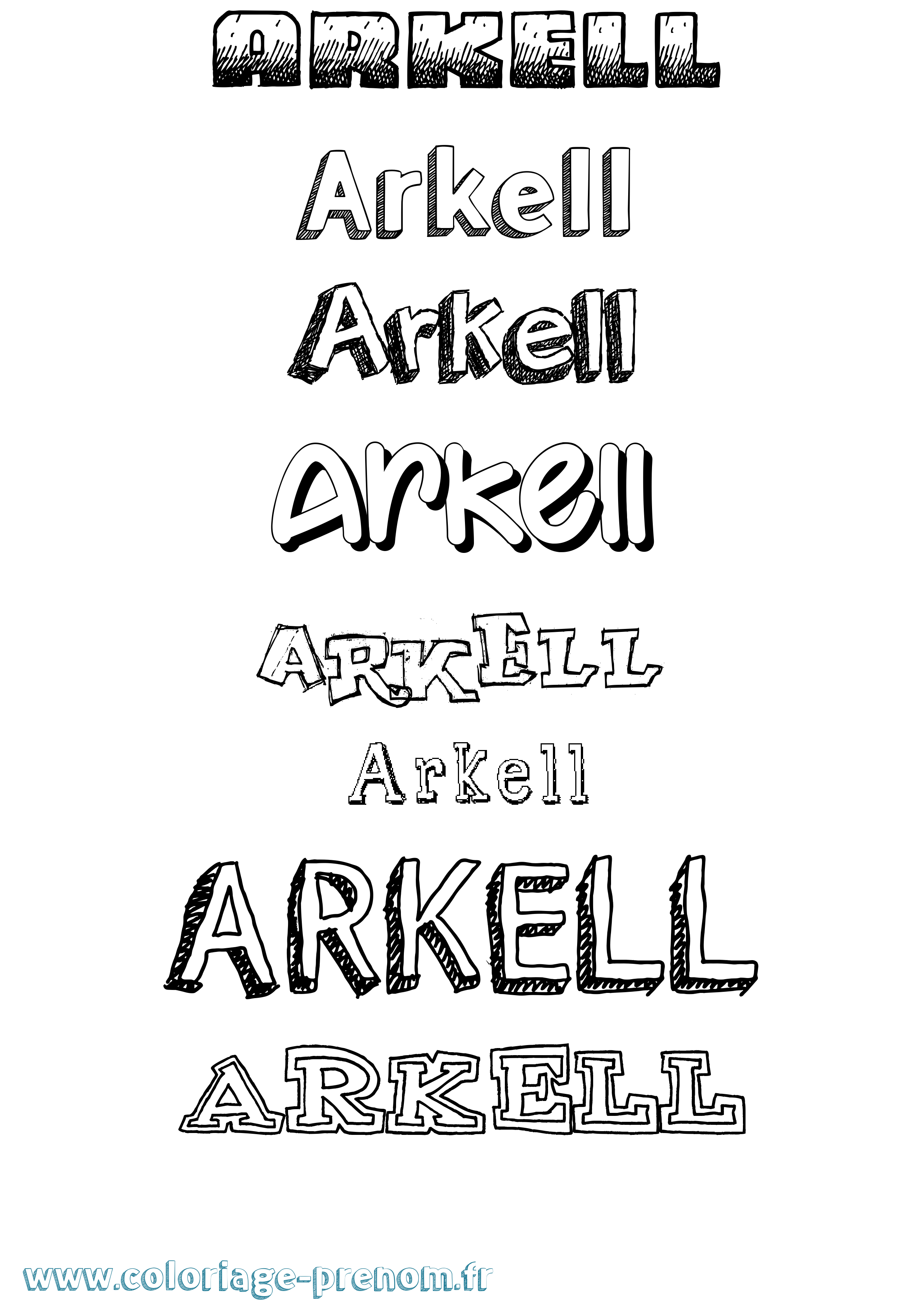 Coloriage prénom Arkell Dessiné