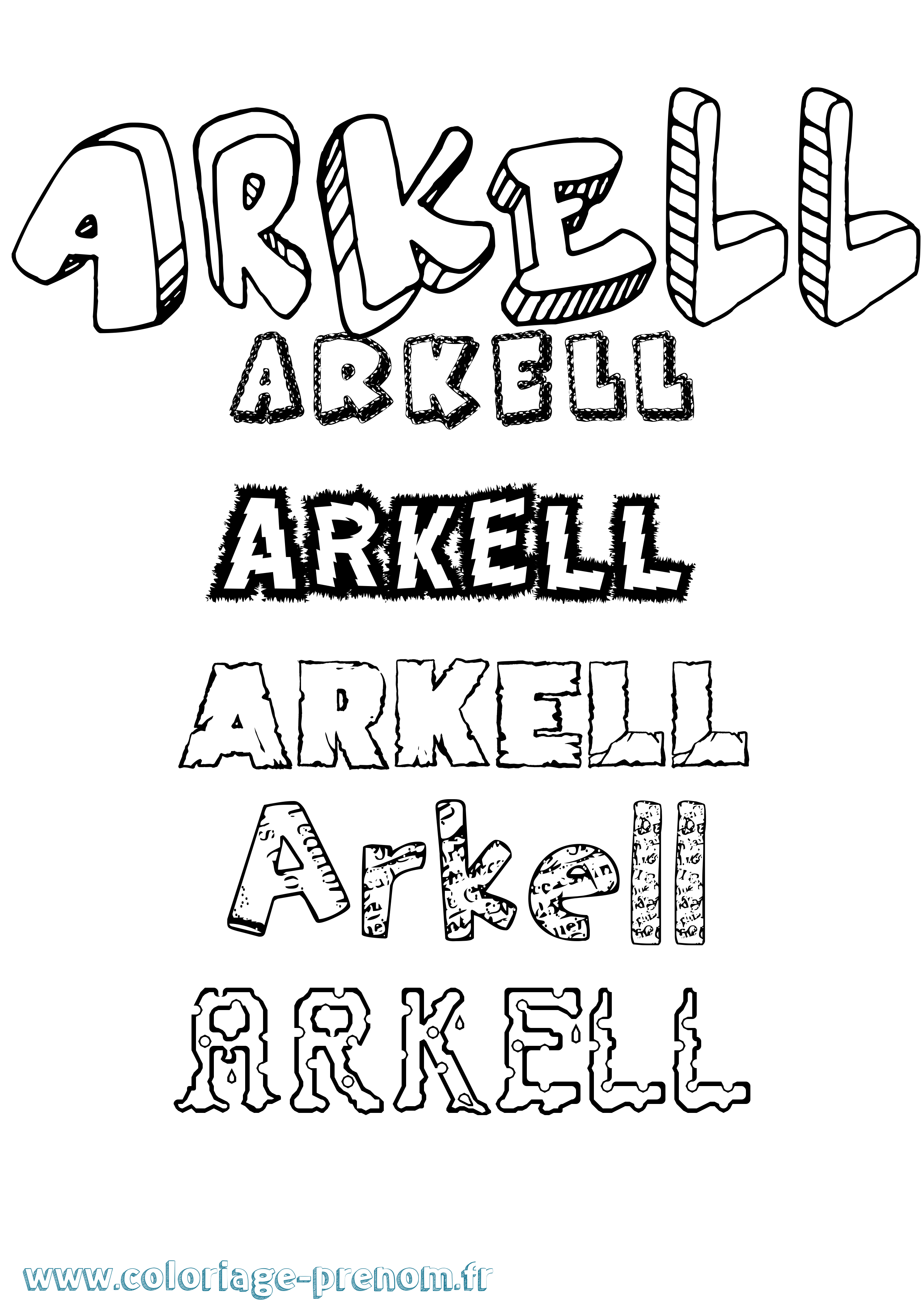 Coloriage prénom Arkell Destructuré