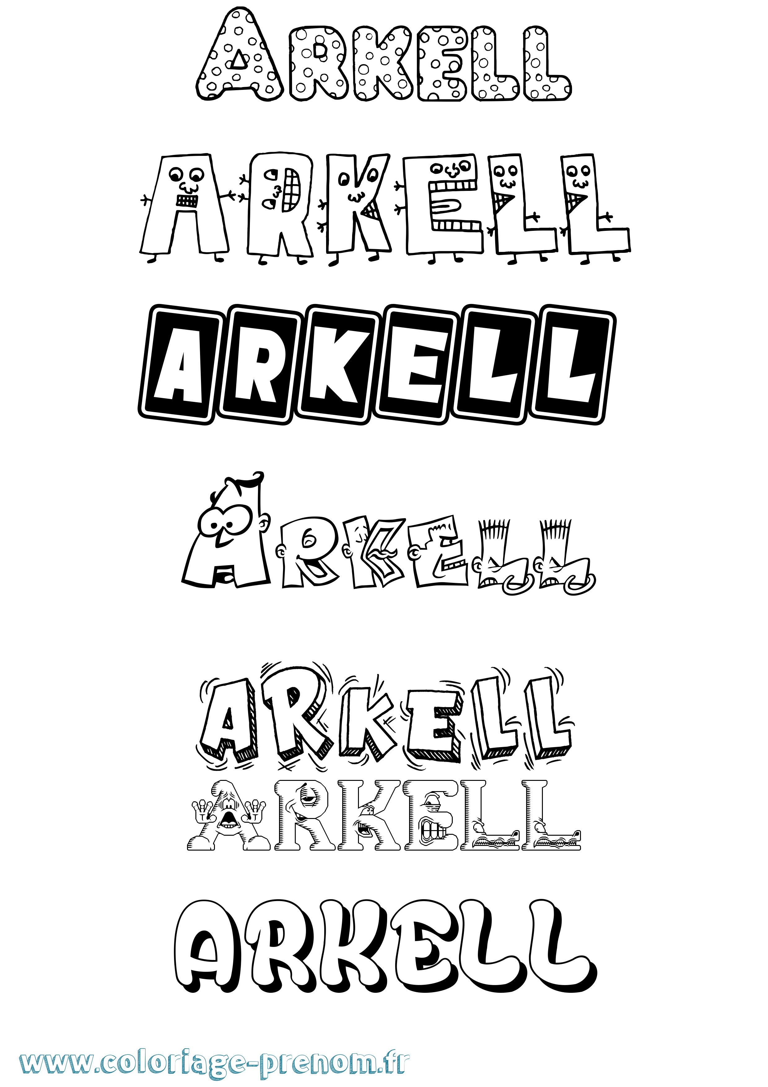 Coloriage prénom Arkell Fun
