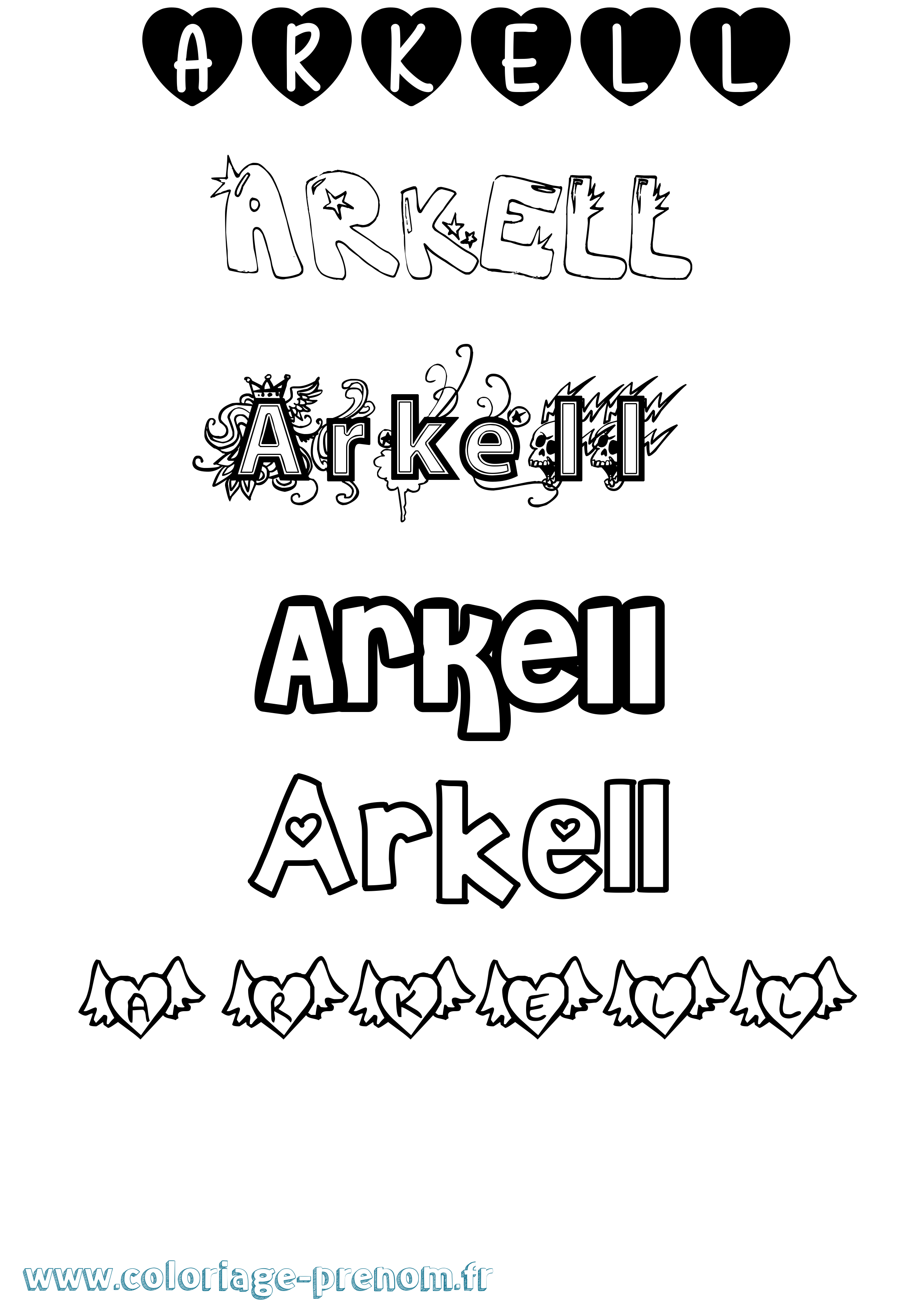 Coloriage prénom Arkell Girly