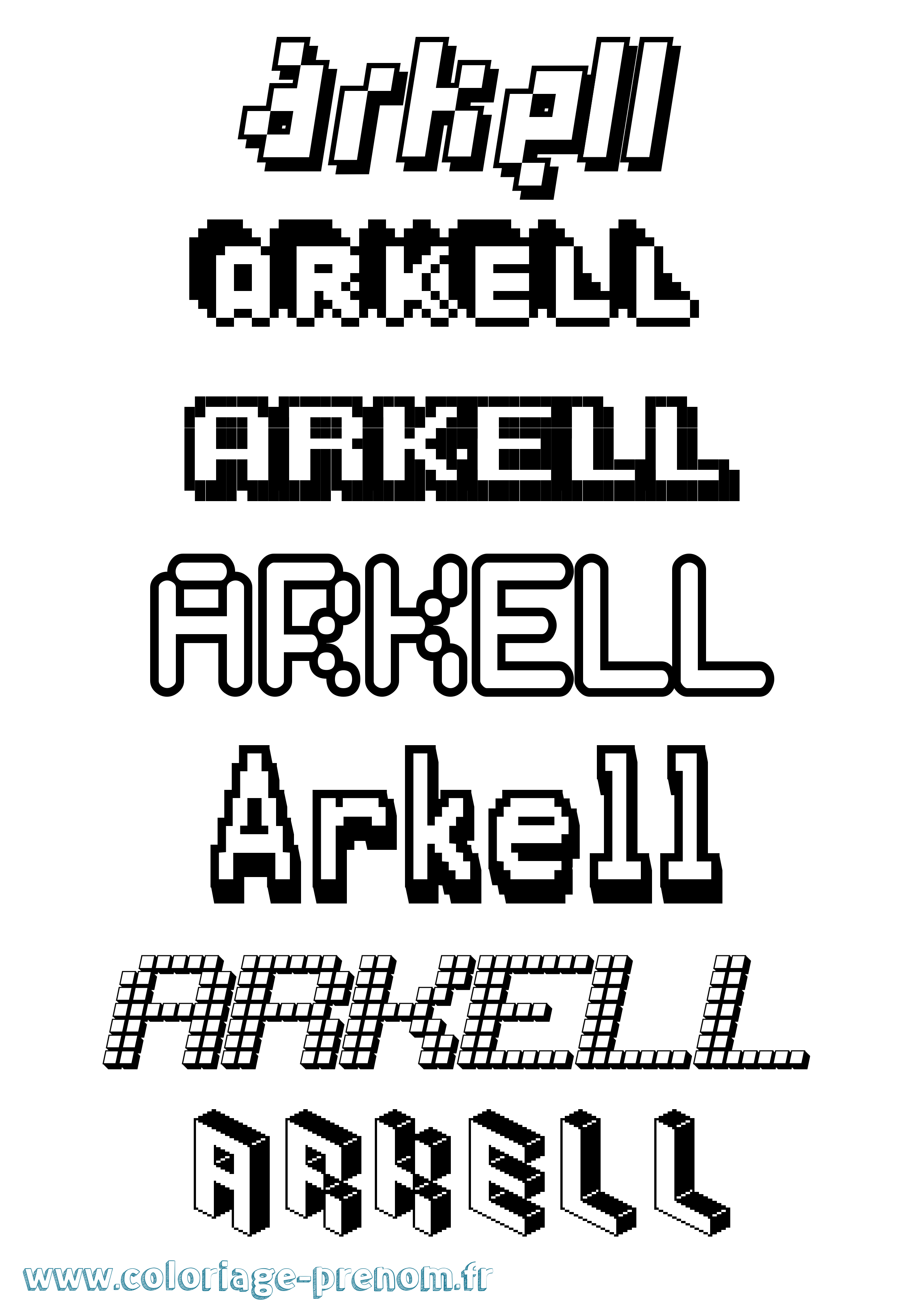 Coloriage prénom Arkell Pixel