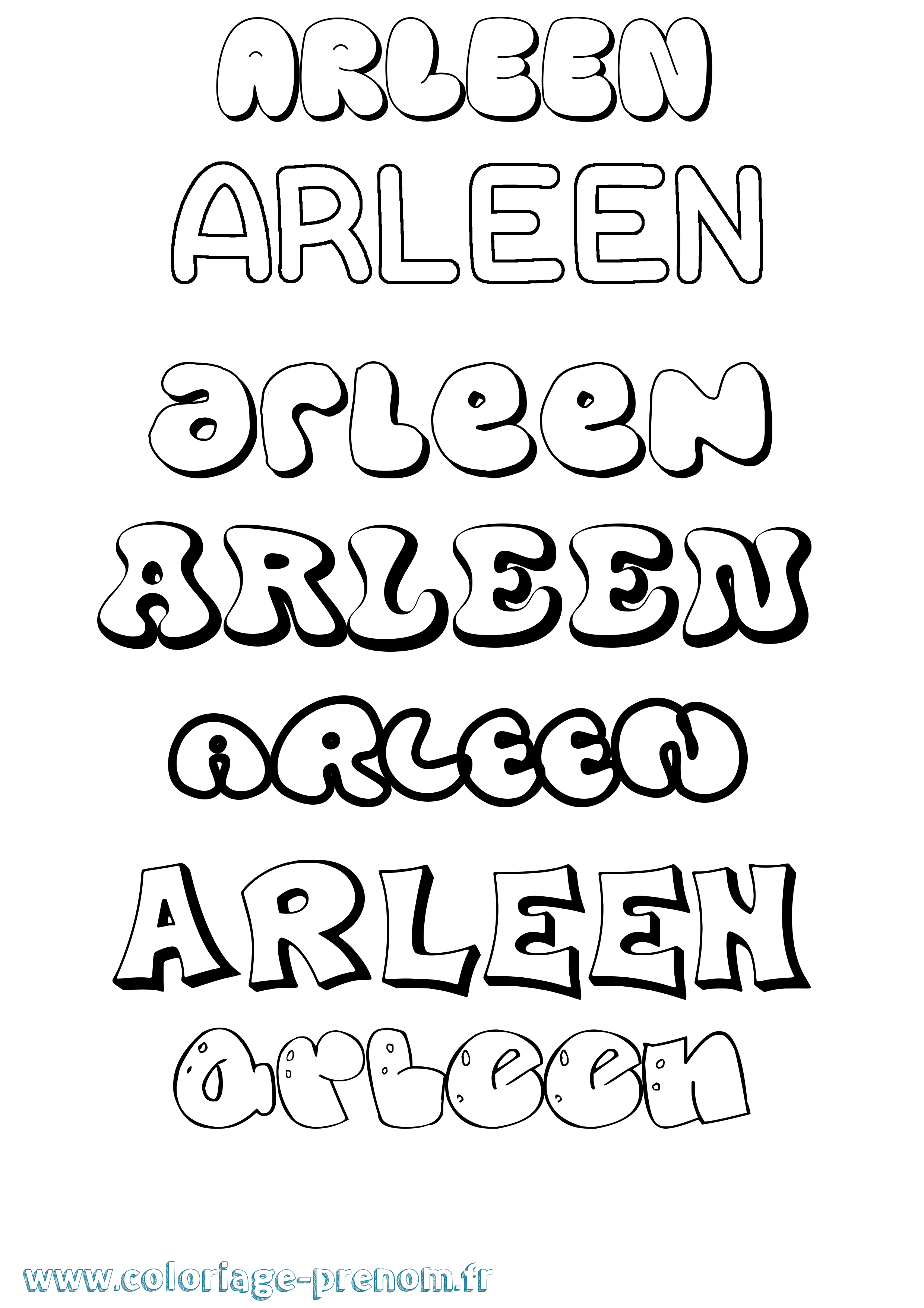 Coloriage prénom Arleen Bubble