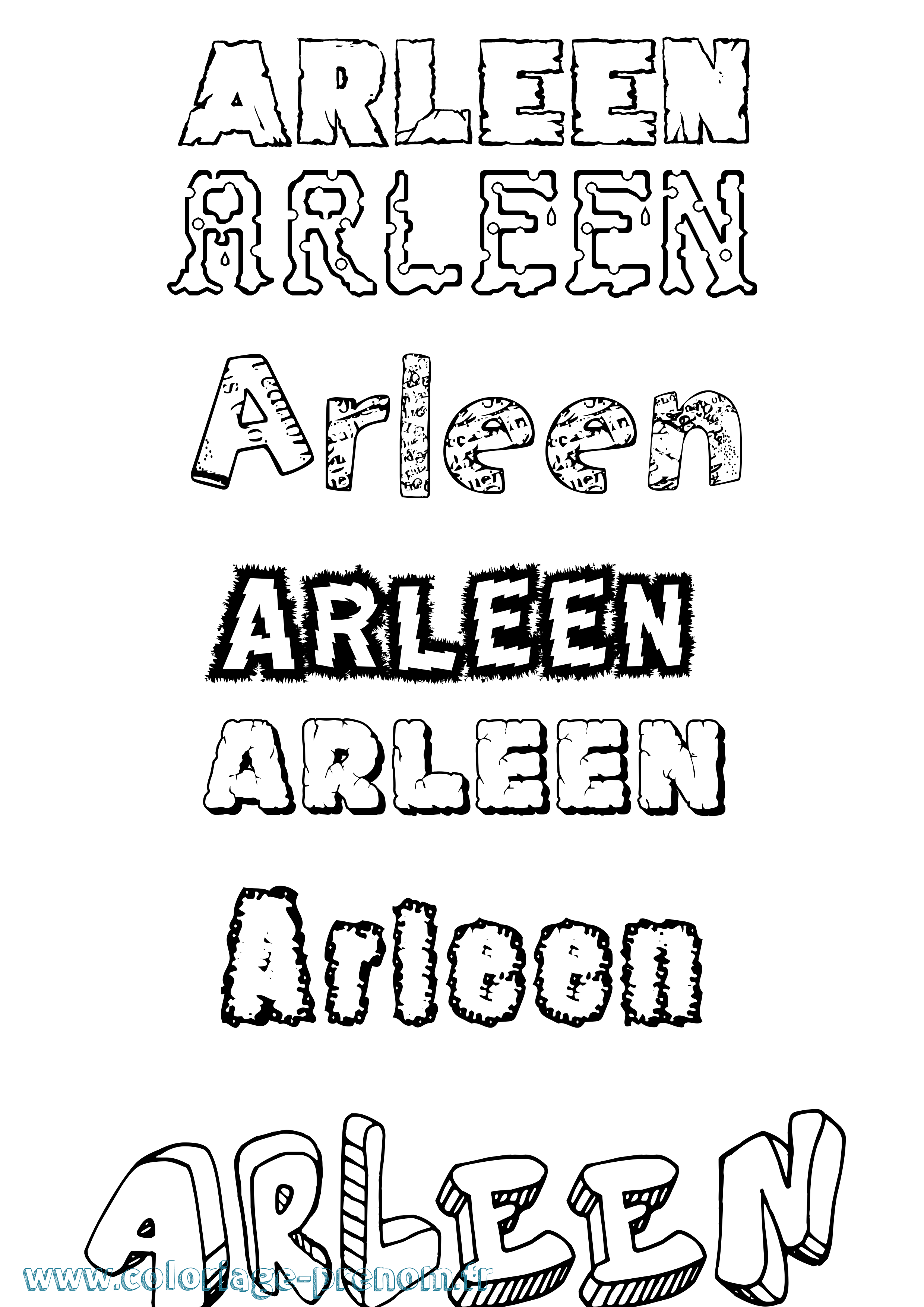 Coloriage prénom Arleen Destructuré