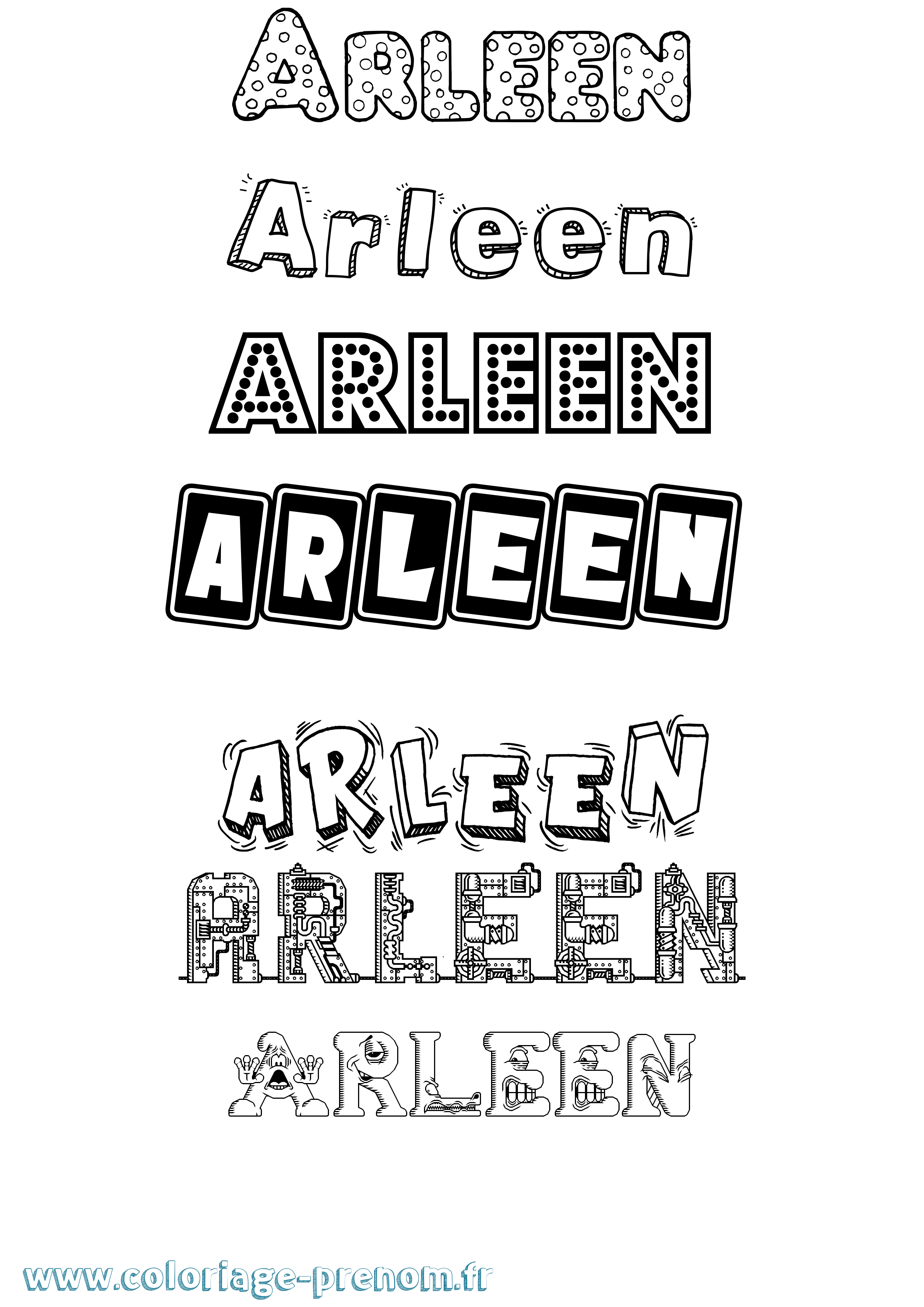 Coloriage prénom Arleen Fun