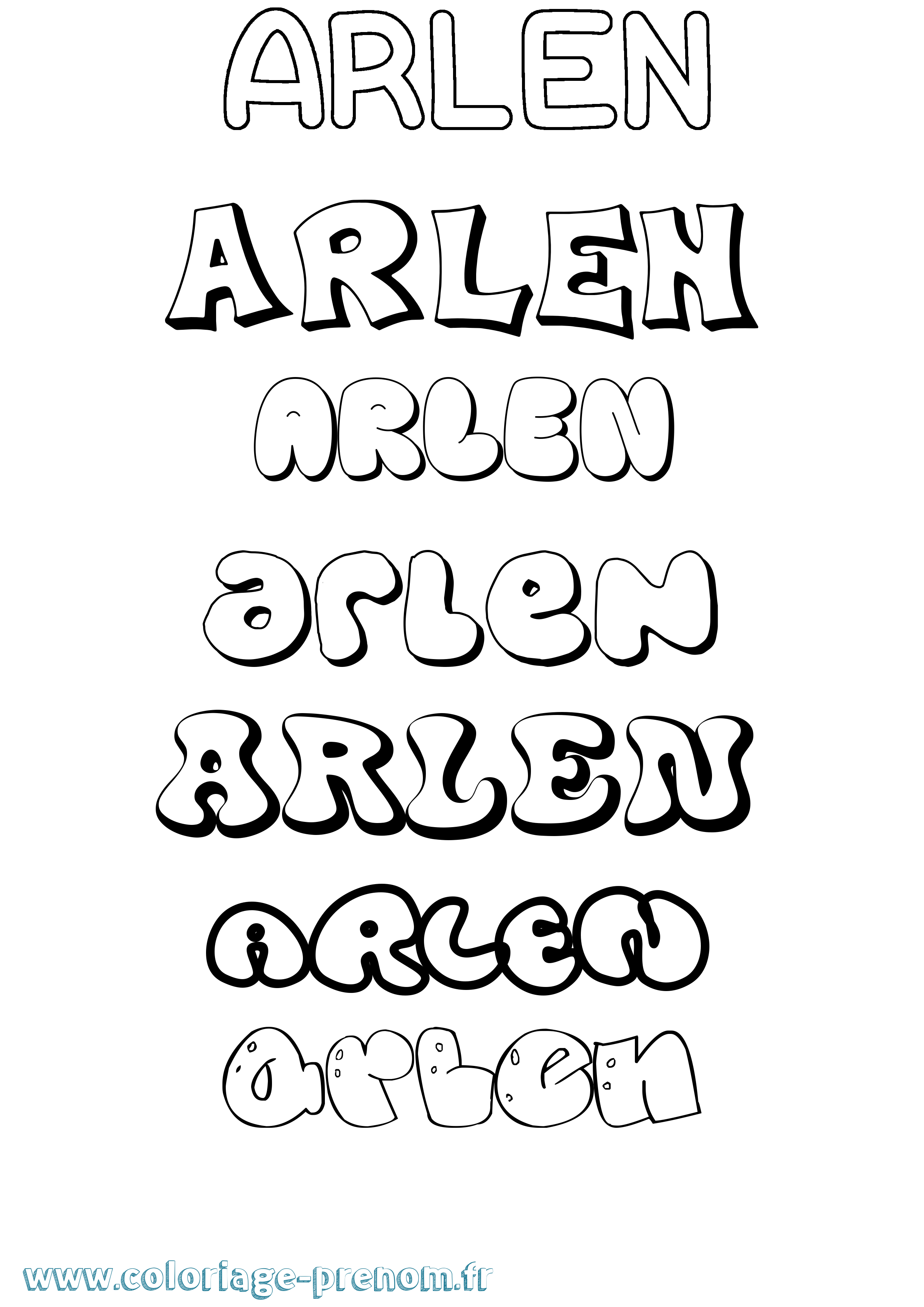 Coloriage Arlen Bubble Coloriage prénom Arlen Bubble