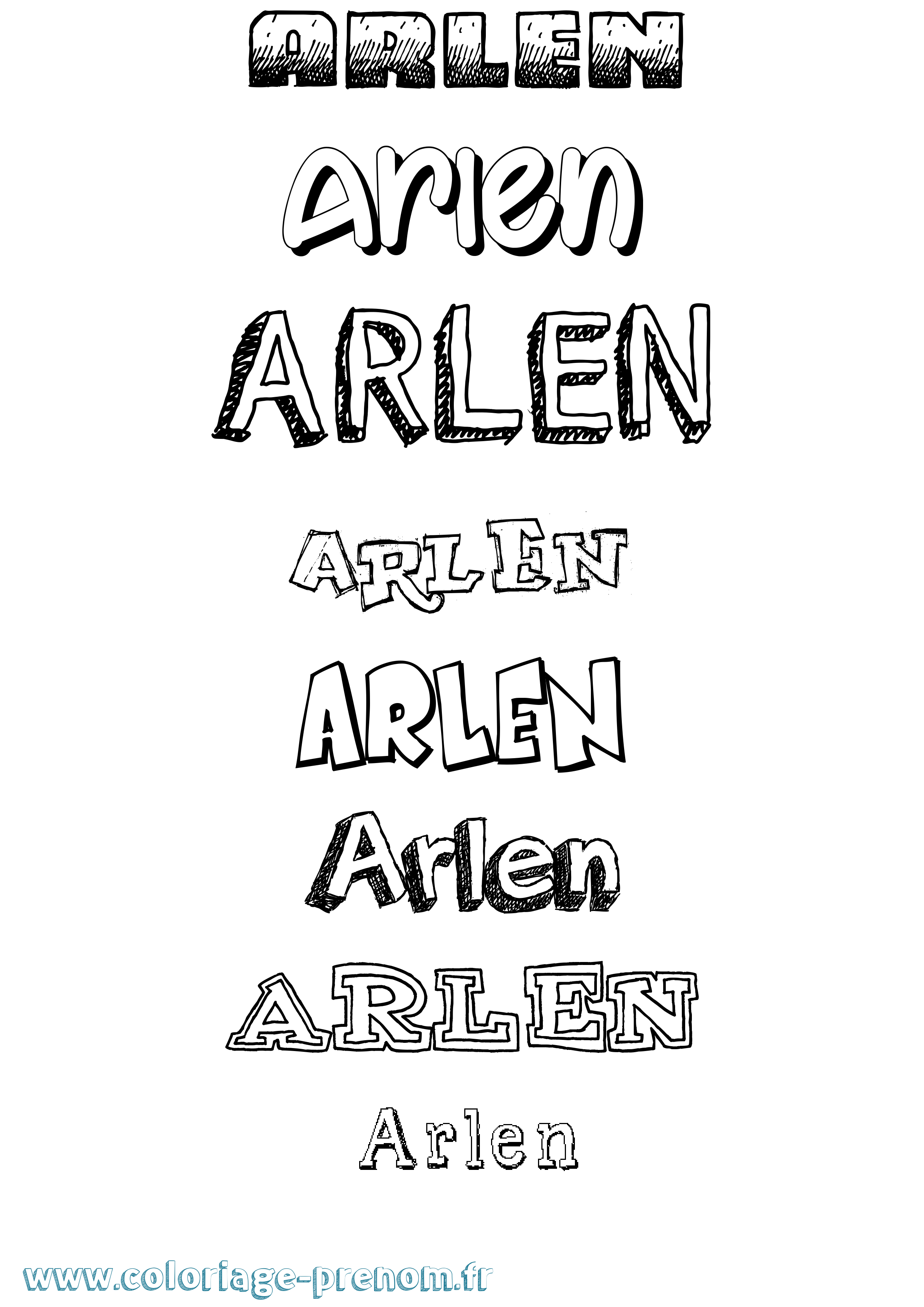 Coloriage prénom Arlen Dessiné