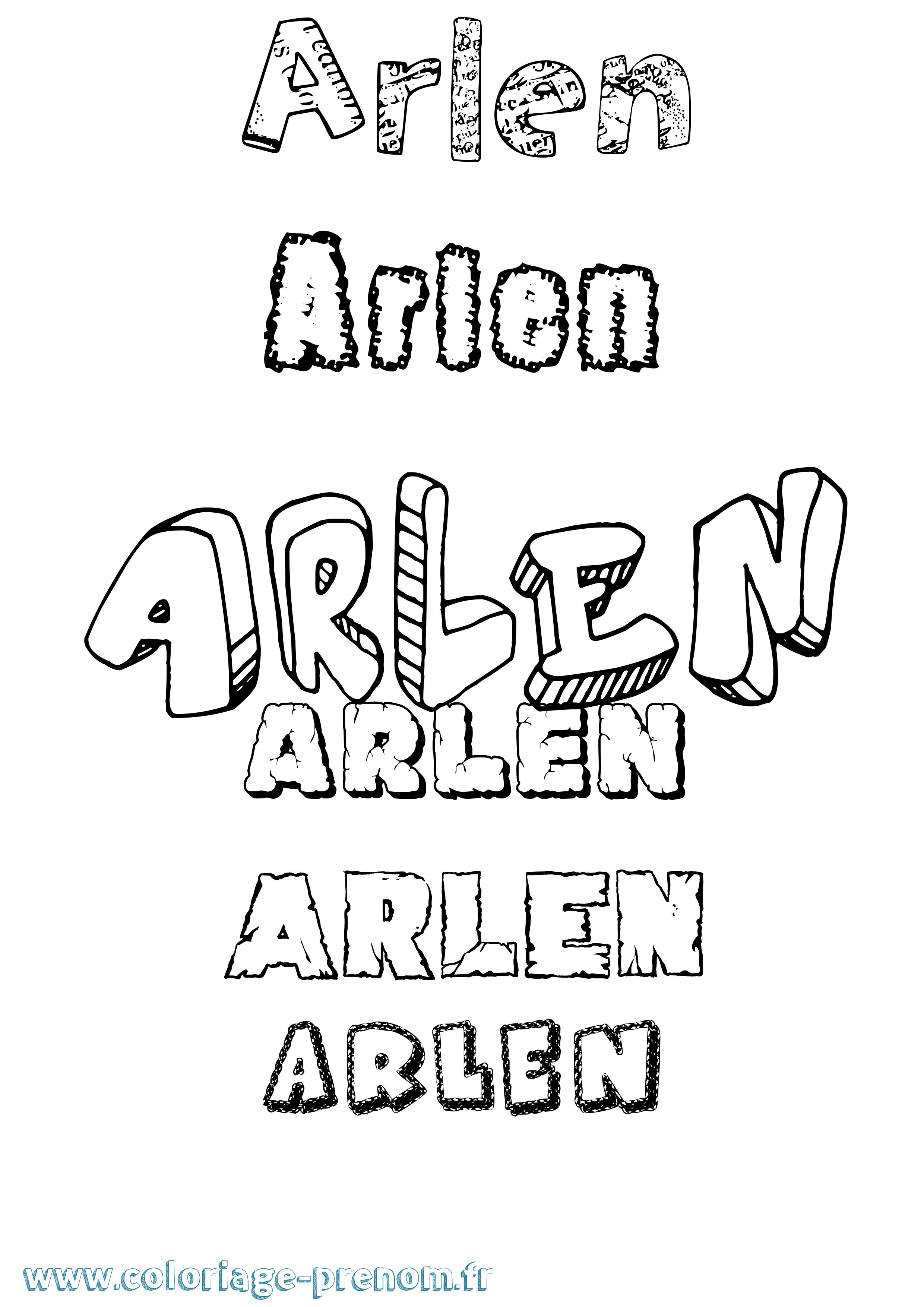 Coloriage prénom Arlen Destructuré