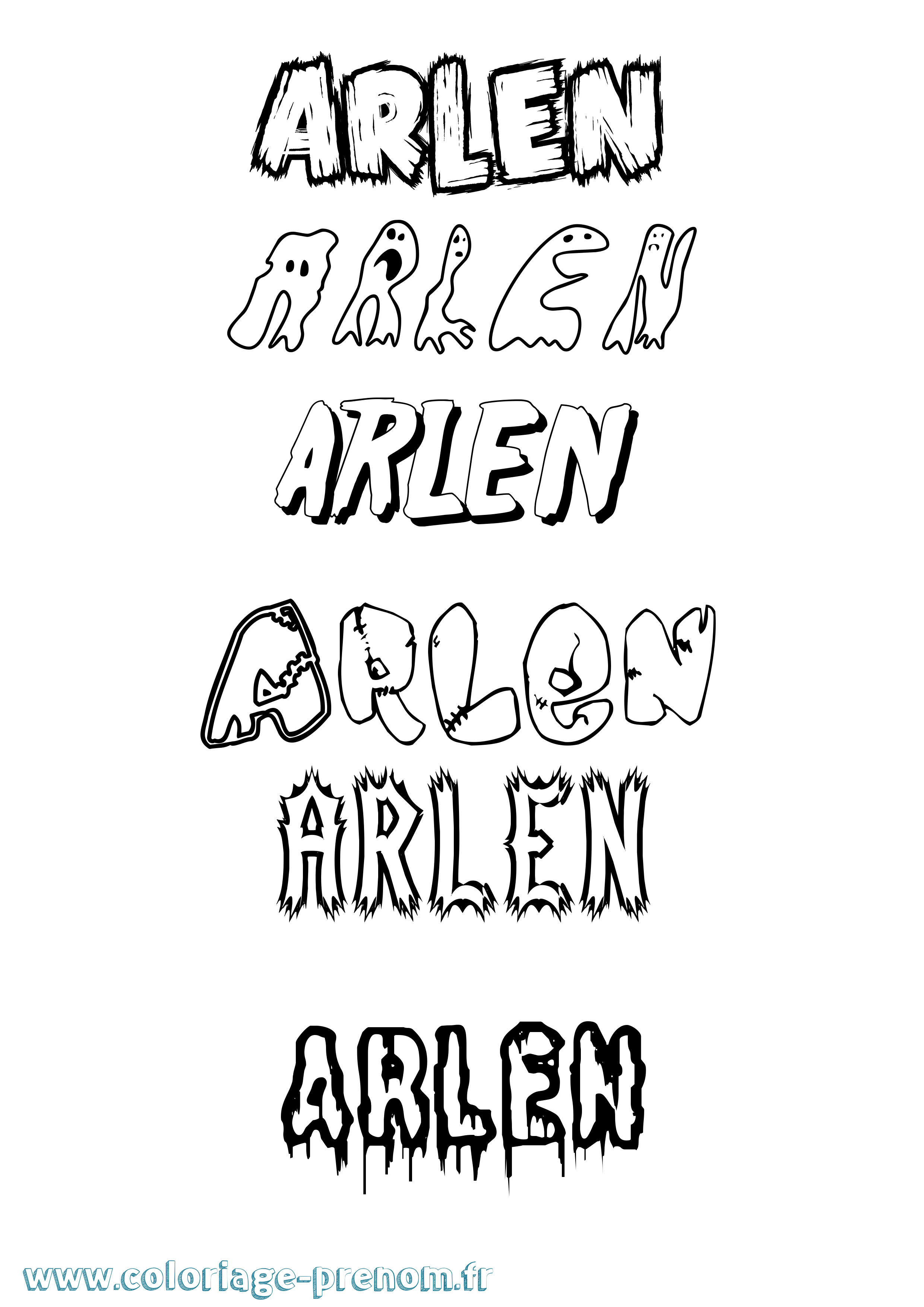 Coloriage Arlen Frisson Coloriage prénom Arlen Frisson