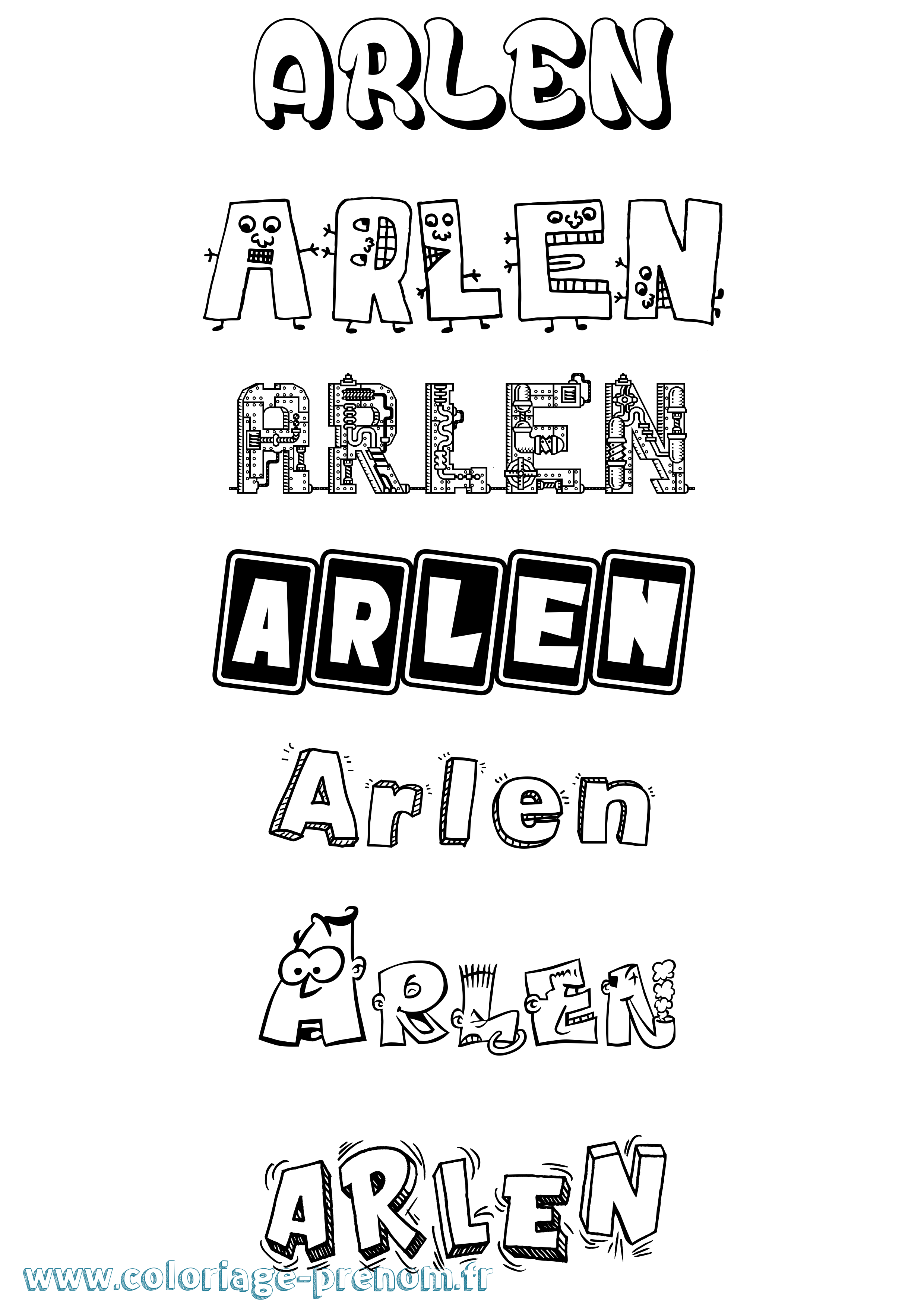 Coloriage prénom Arlen Fun