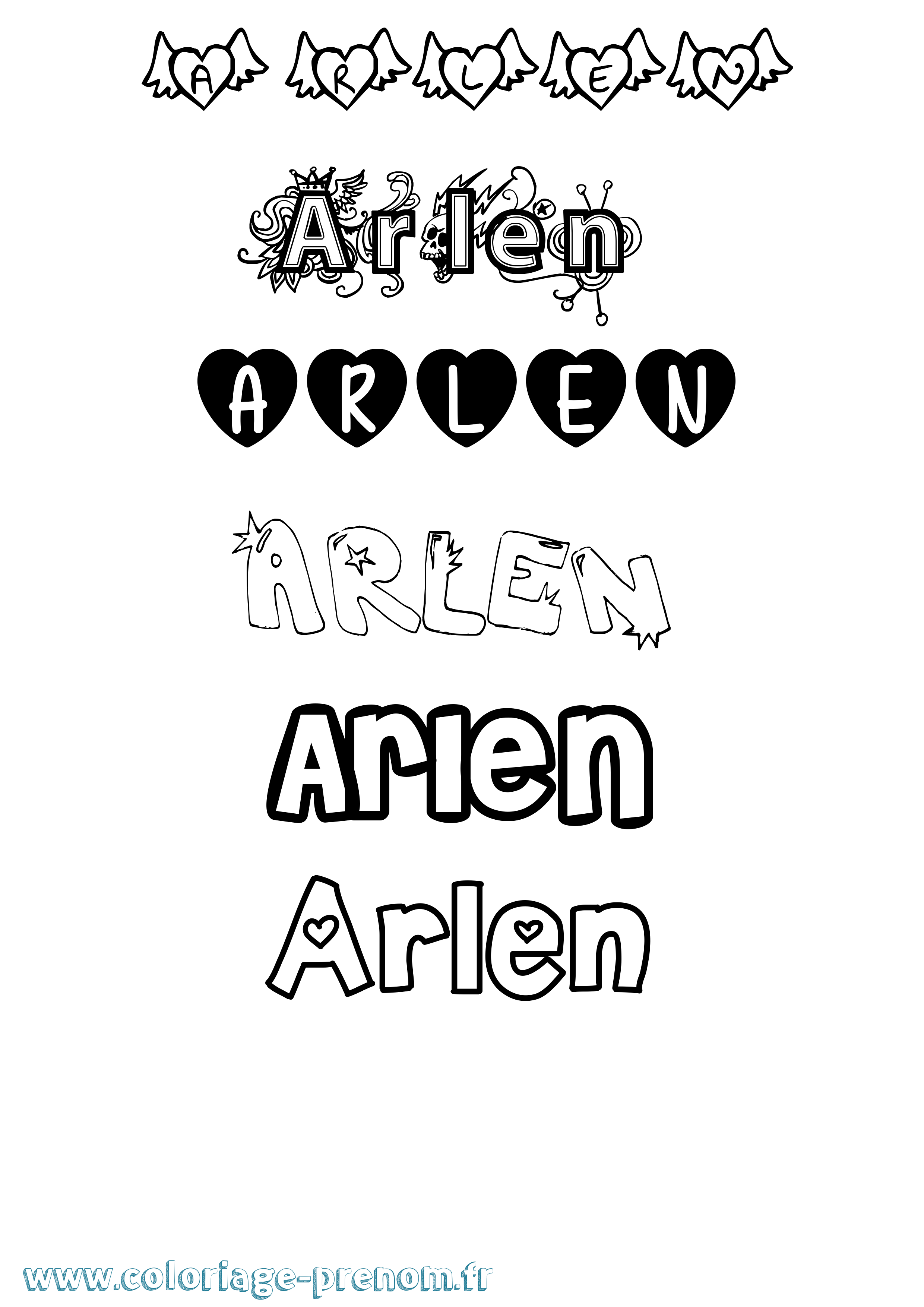 Coloriage Arlen Girly Coloriage prénom Arlen Girly