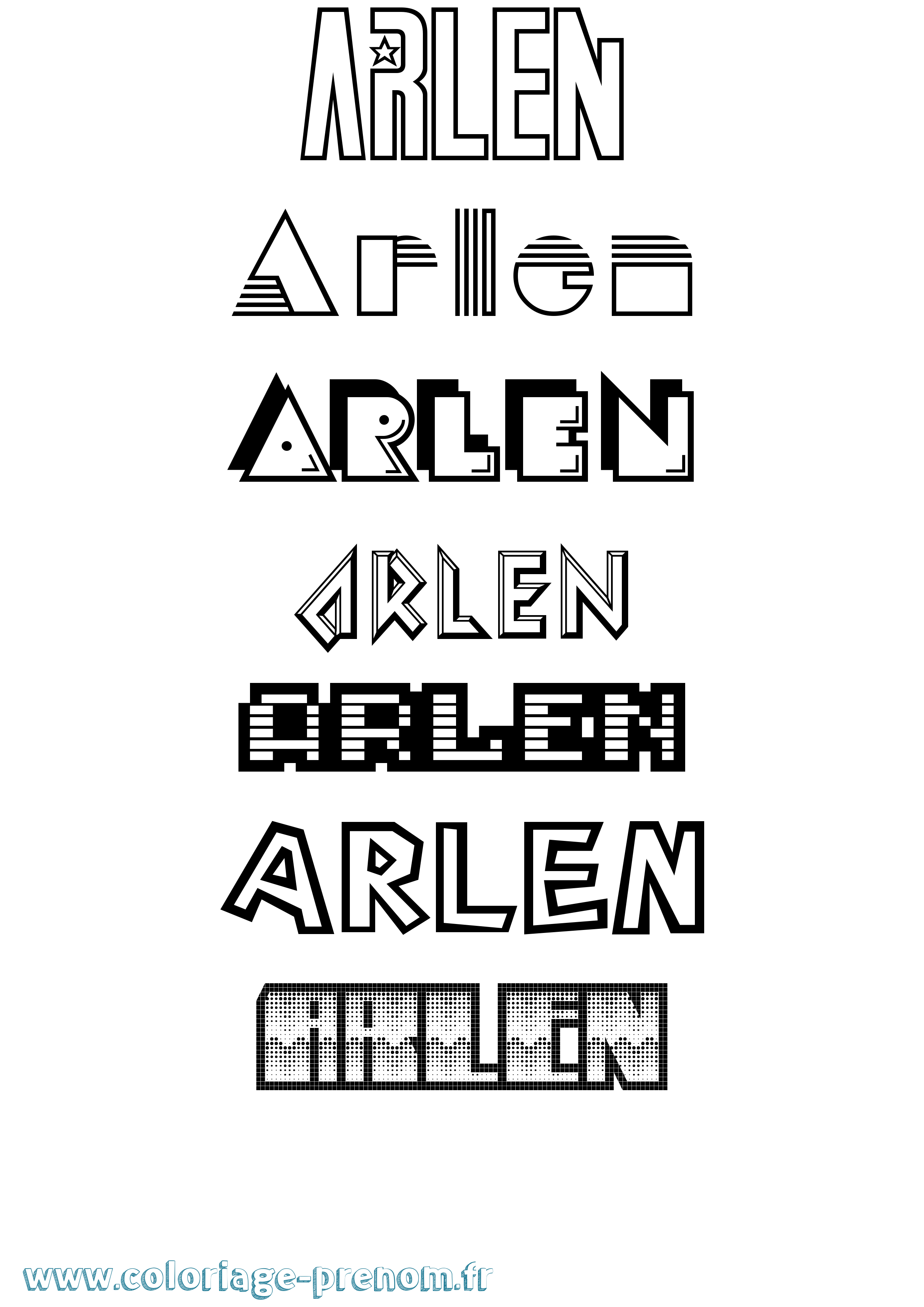 Coloriage Arlen Jeux Vidéos Coloriage prénom Arlen Jeux Vidéos