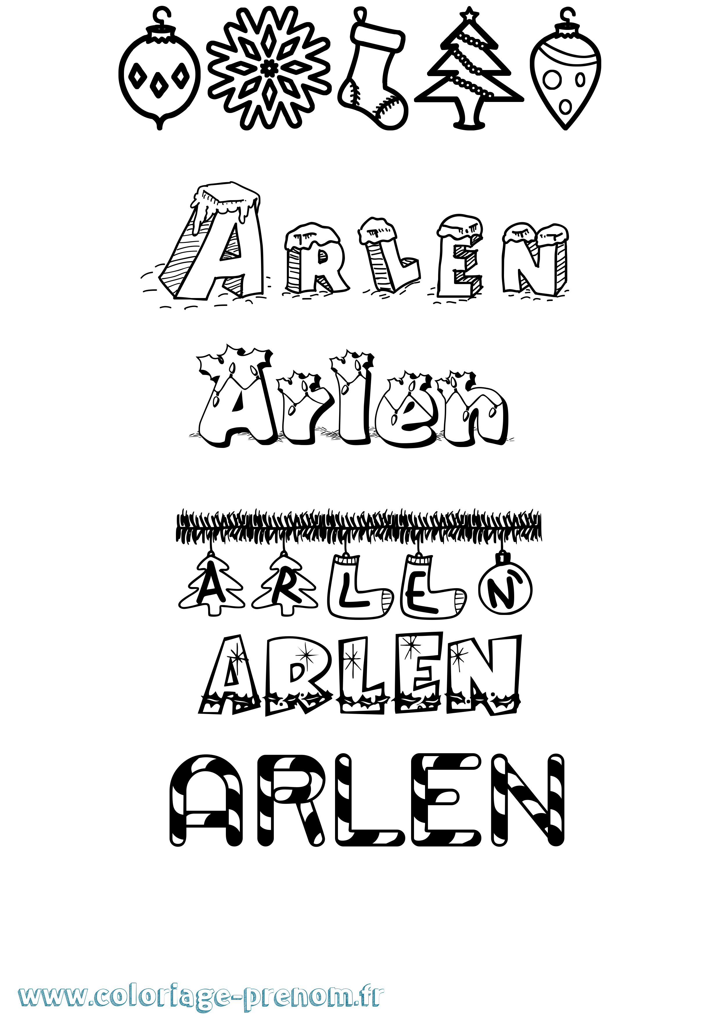 Coloriage Arlen Noël Coloriage prénom Arlen Noël