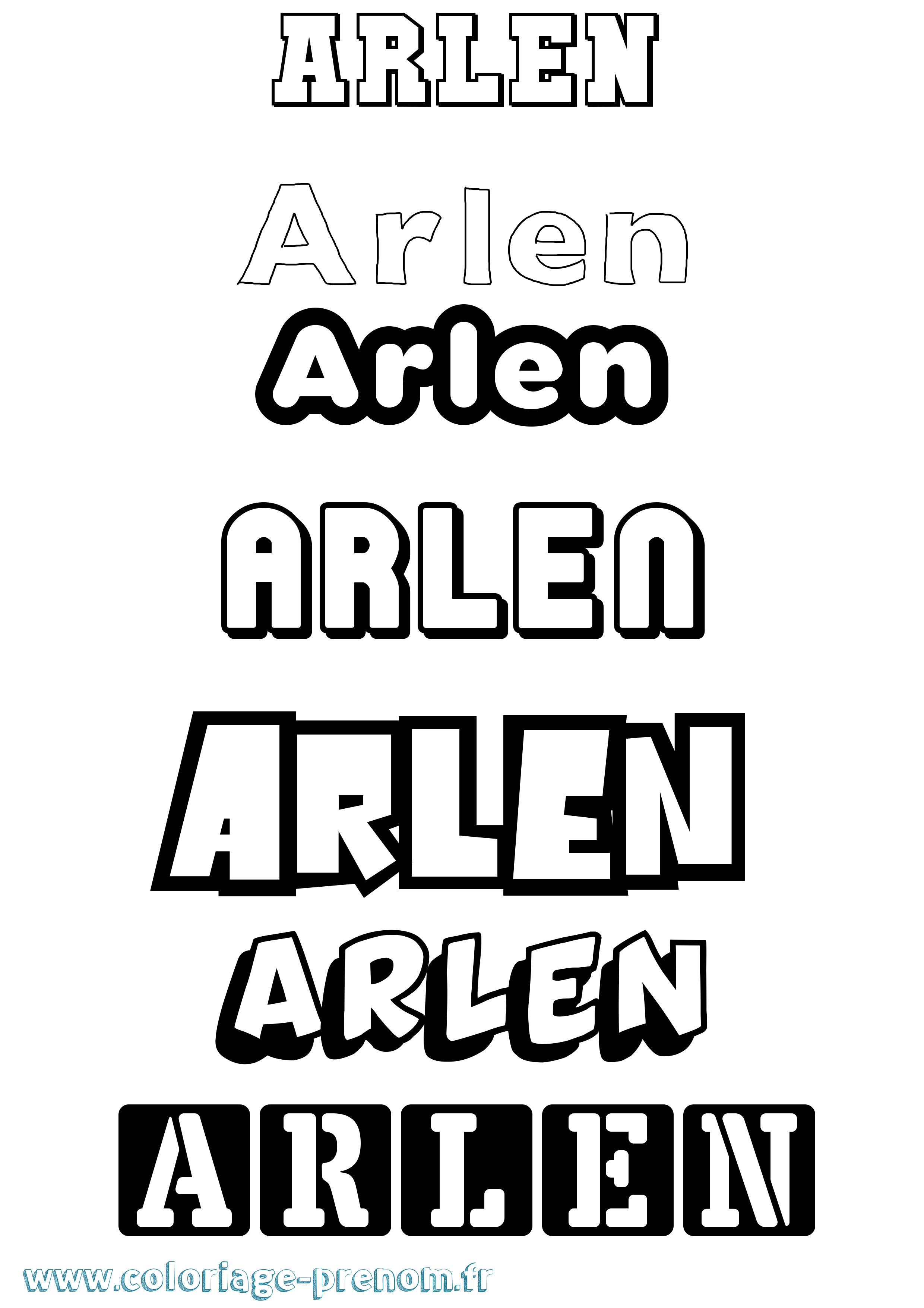 Coloriage prénom Arlen Simple