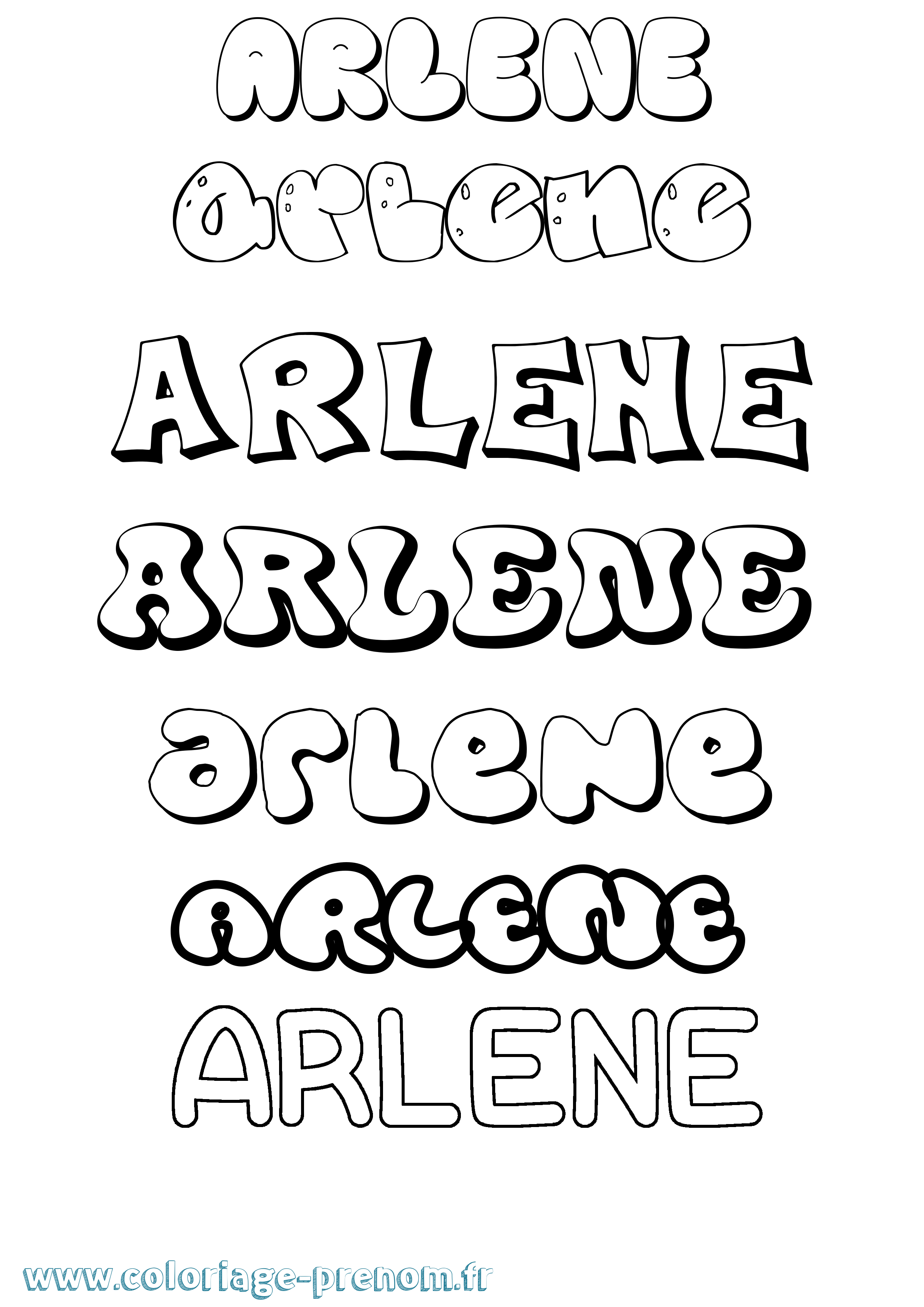 Coloriage Arlene Bubble Coloriage prénom Arlene Bubble