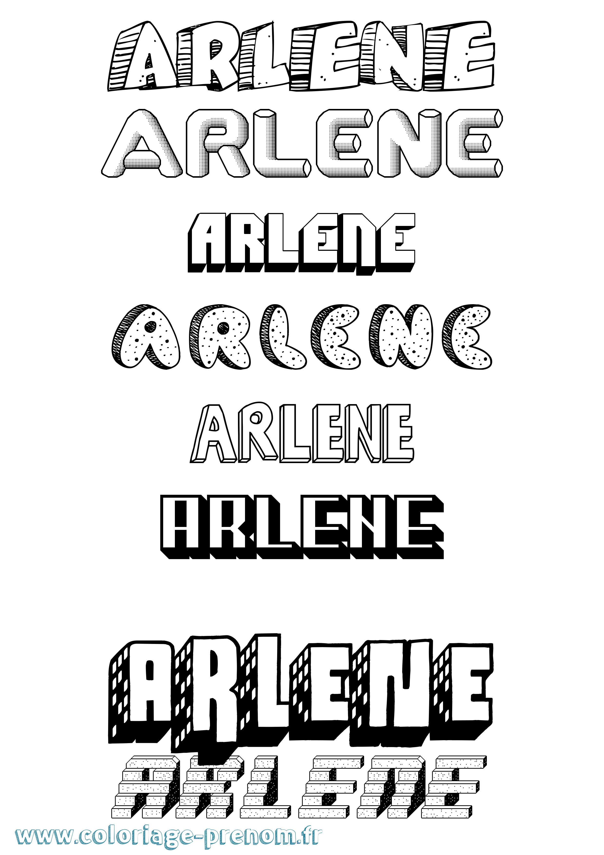 Coloriage Arlene Effet 3D Coloriage prénom Arlene Effet 3D