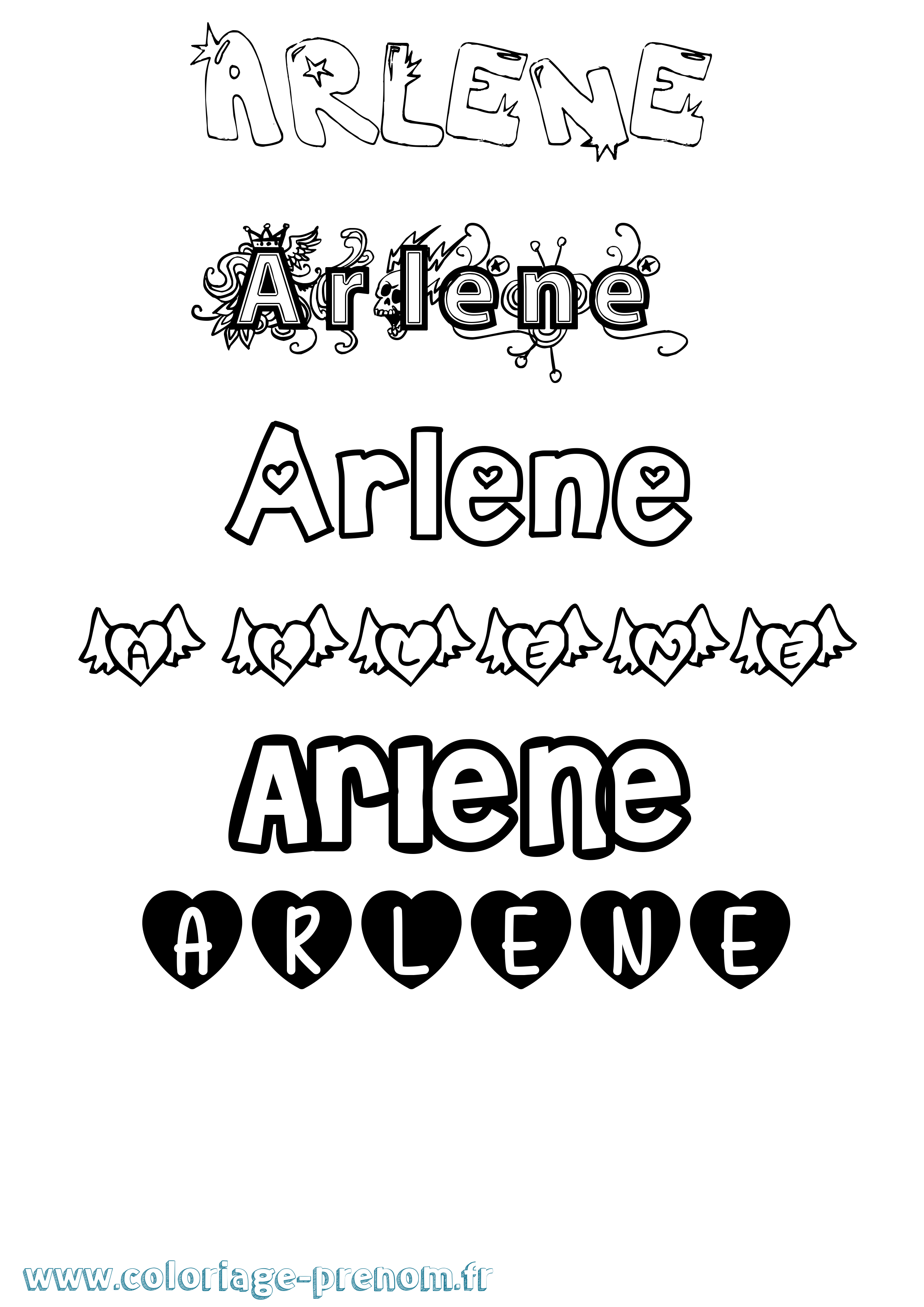 Coloriage Arlene Girly Coloriage prénom Arlene Girly