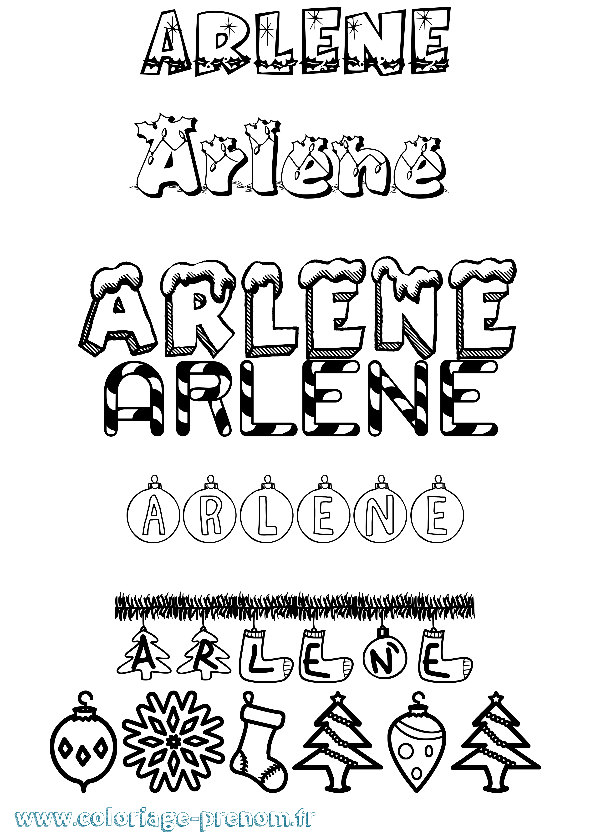 Coloriage Arlene Noël Coloriage prénom Arlene Noël