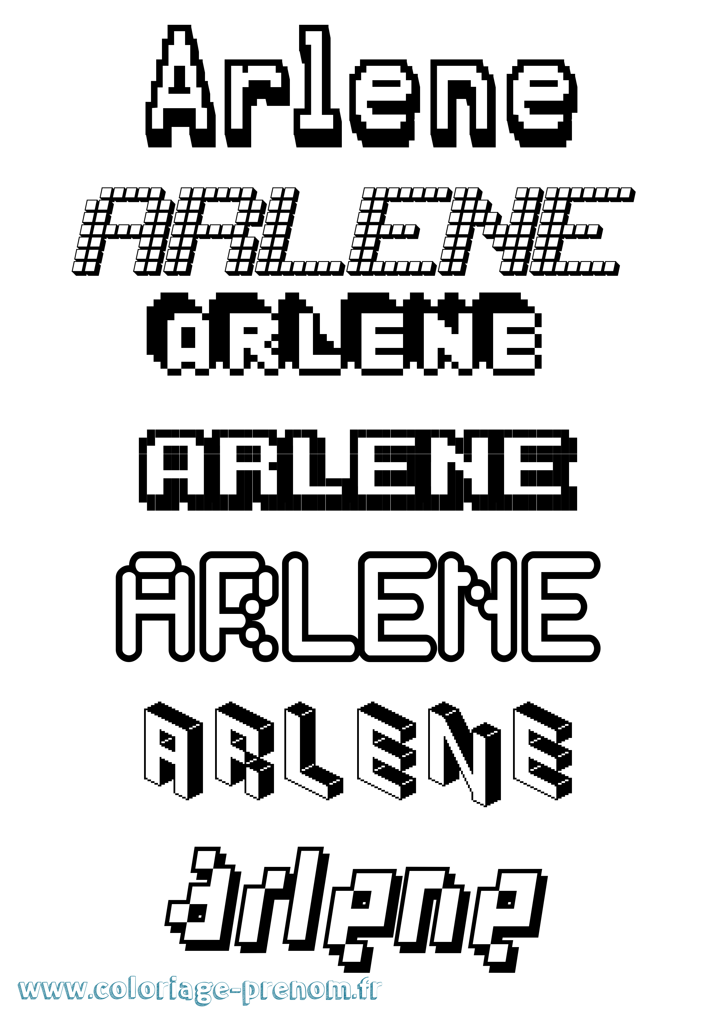Coloriage Arlene Pixel Coloriage prénom Arlene Pixel
