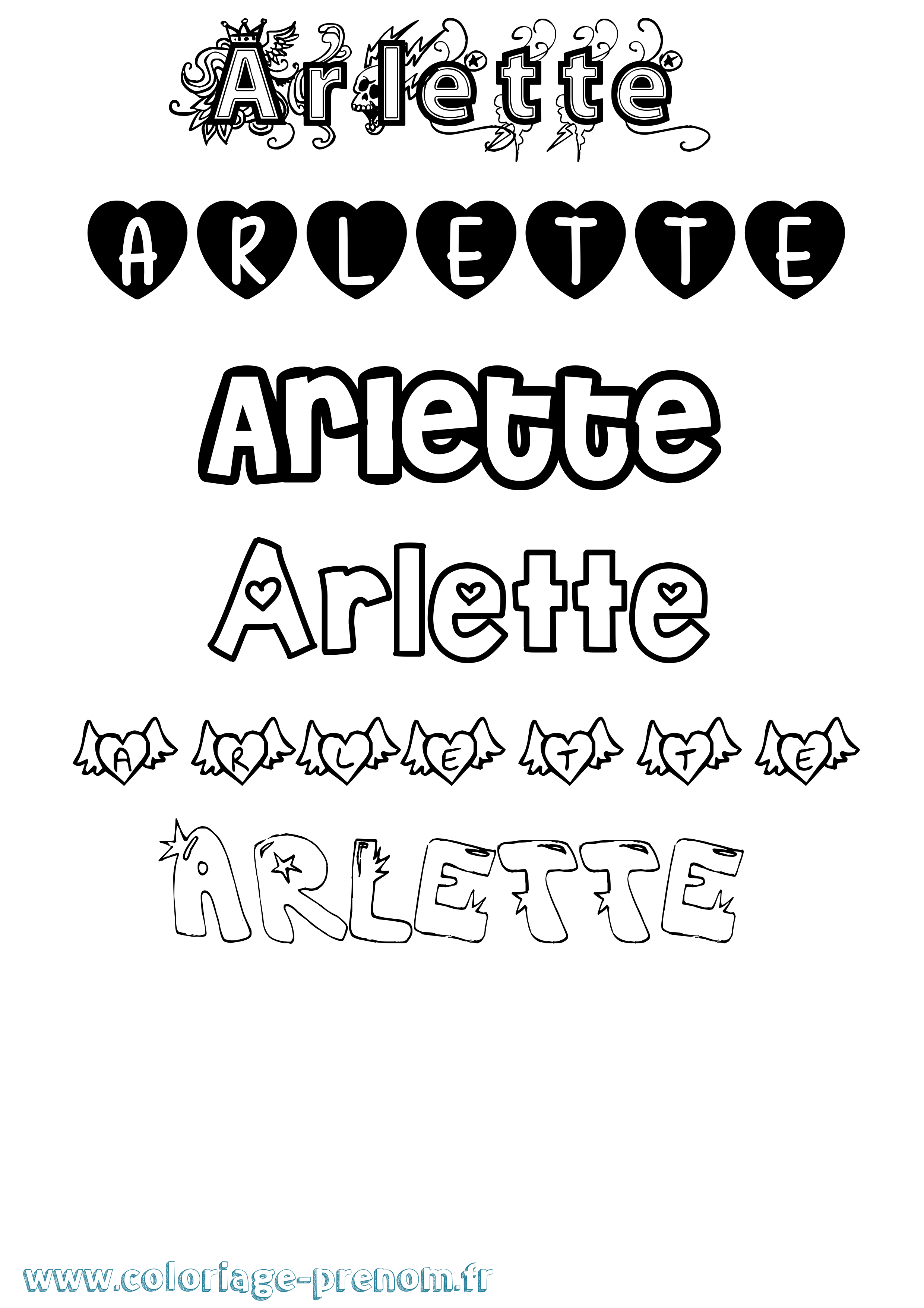 Coloriage prénom Arlette Girly
