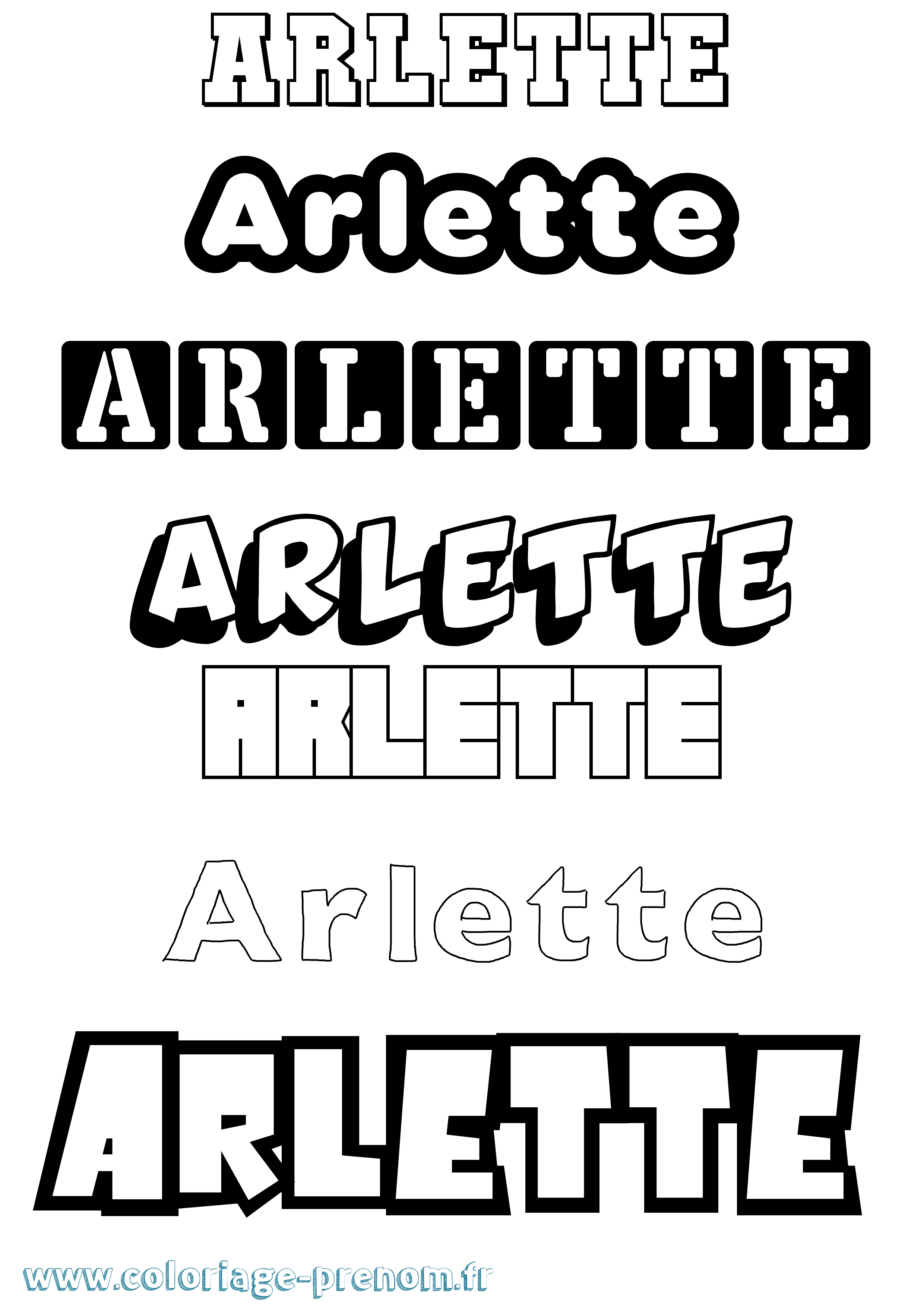 Coloriage prénom Arlette Simple