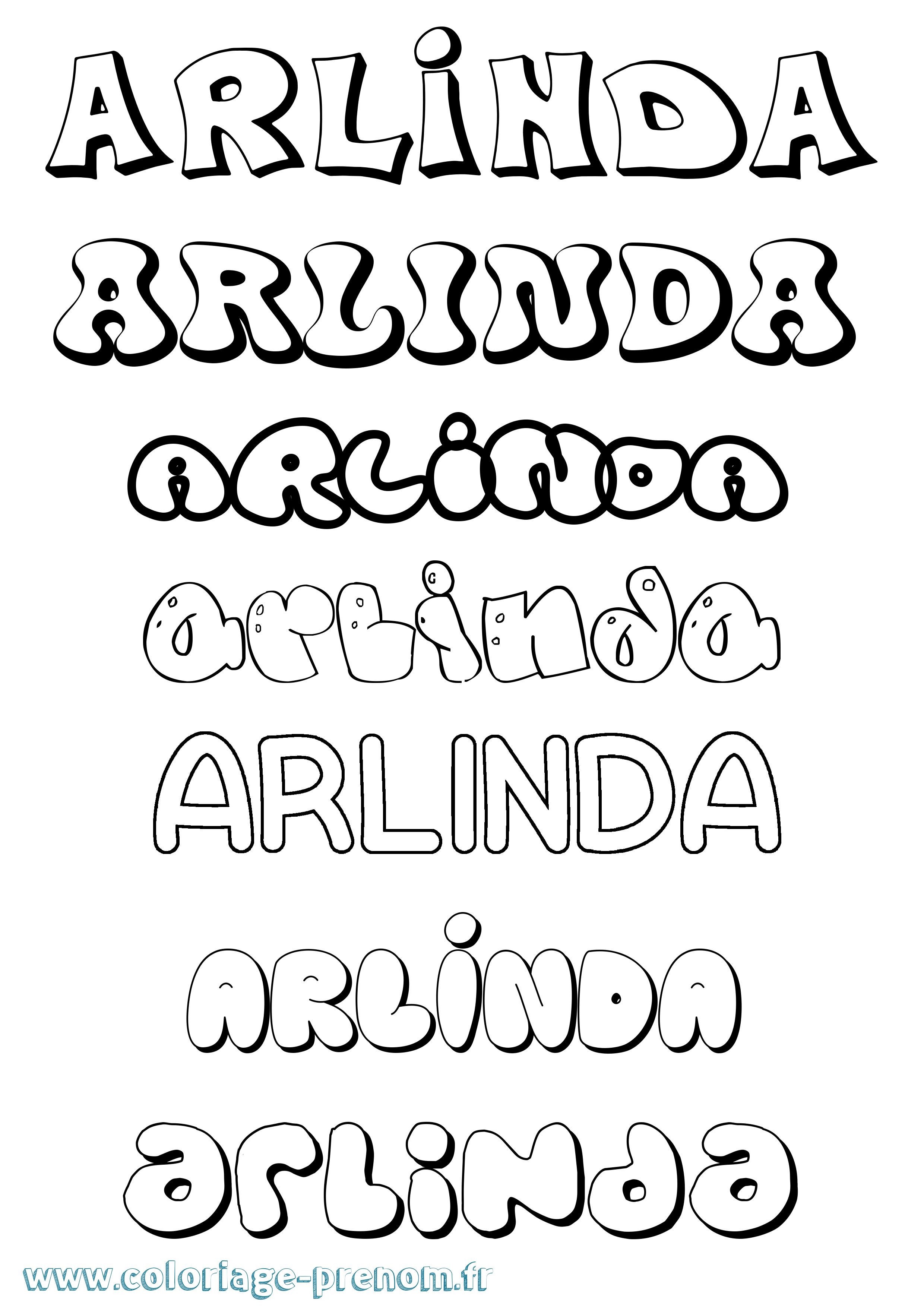 Coloriage prénom Arlinda Bubble