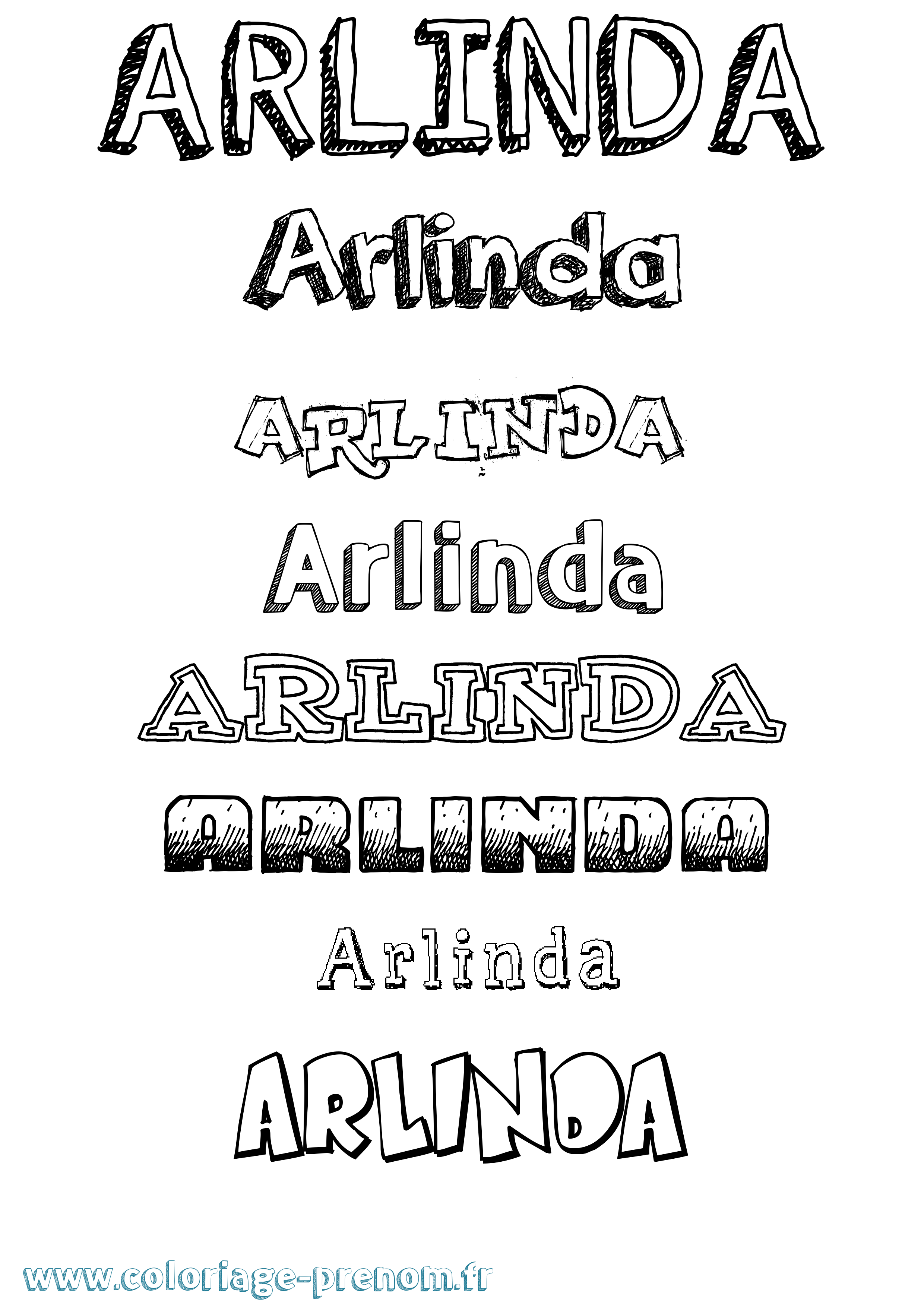 Coloriage prénom Arlinda Dessiné
