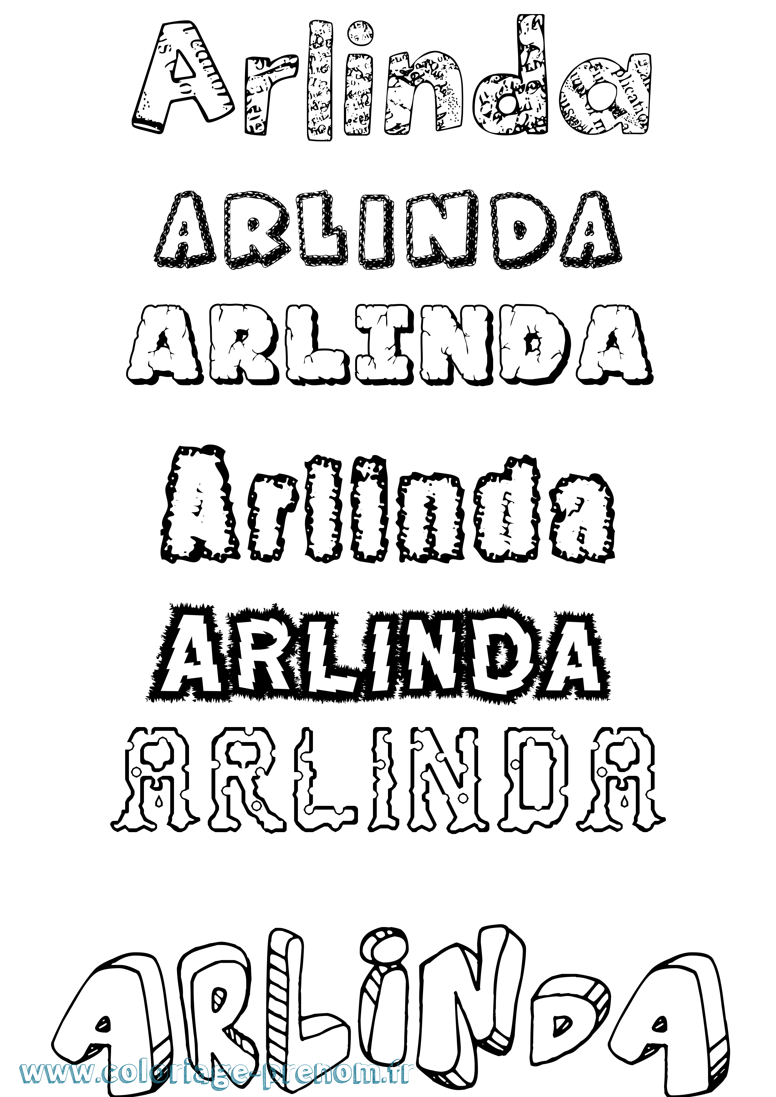 Coloriage prénom Arlinda Destructuré