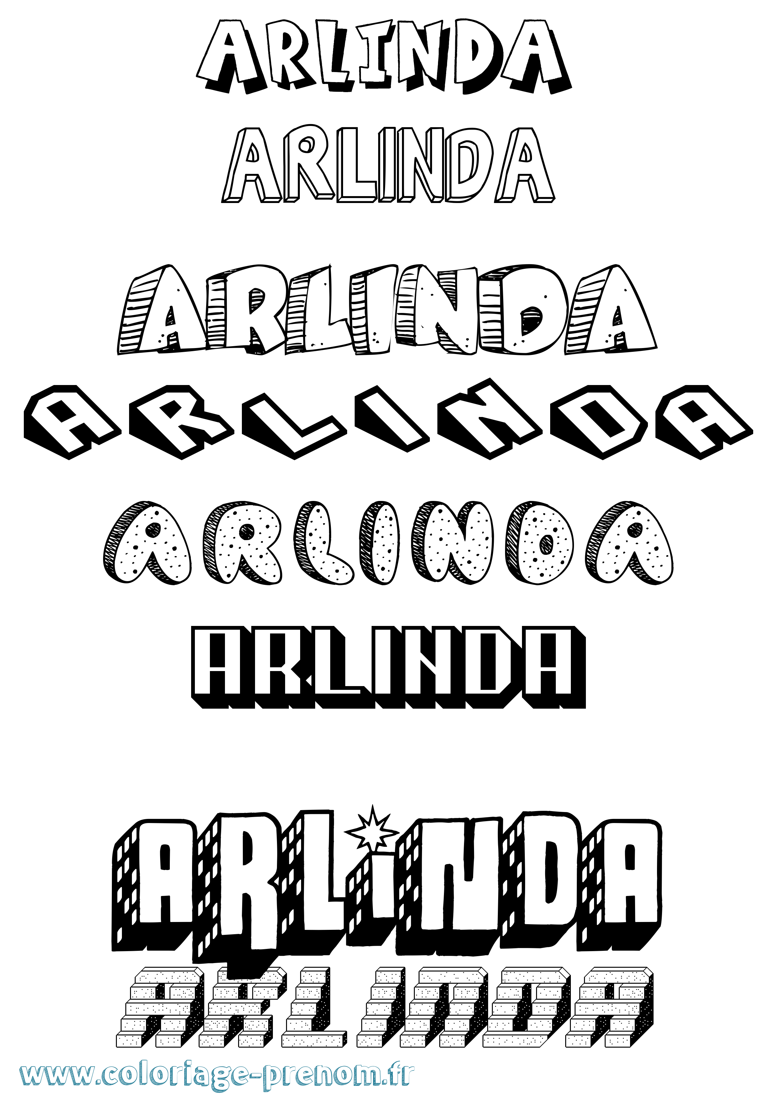 Coloriage prénom Arlinda Effet 3D