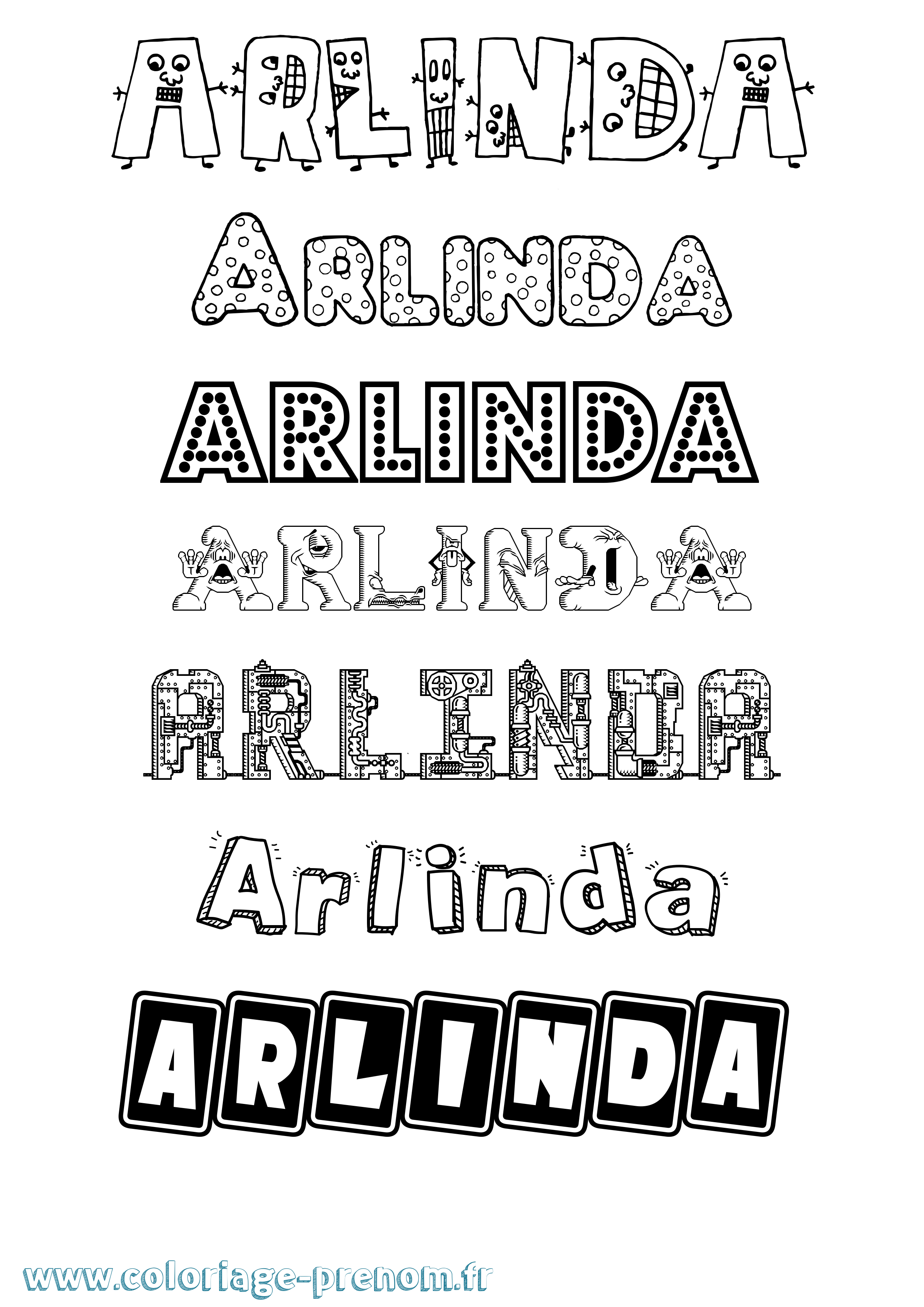 Coloriage prénom Arlinda Fun