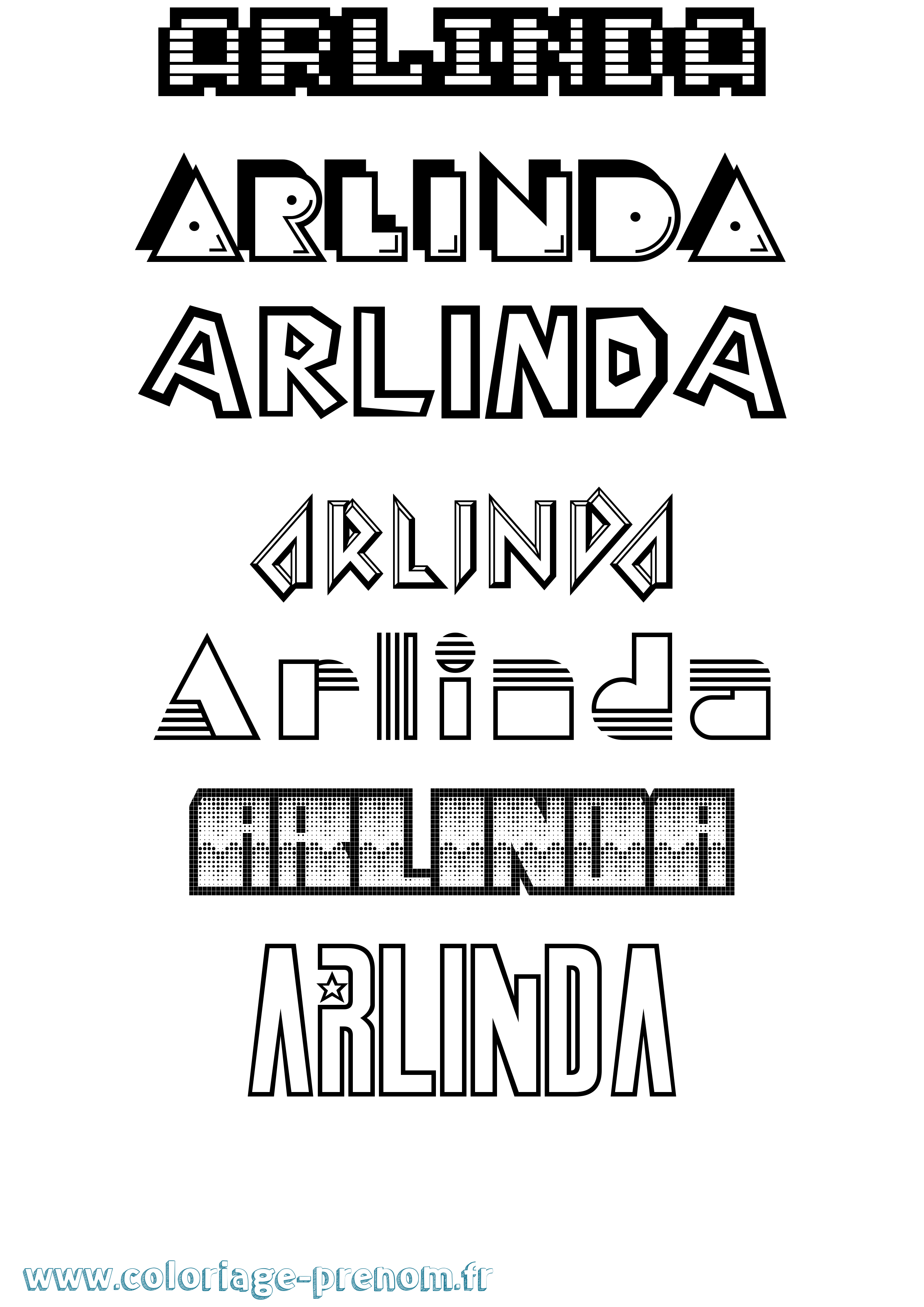 Coloriage prénom Arlinda Jeux Vidéos