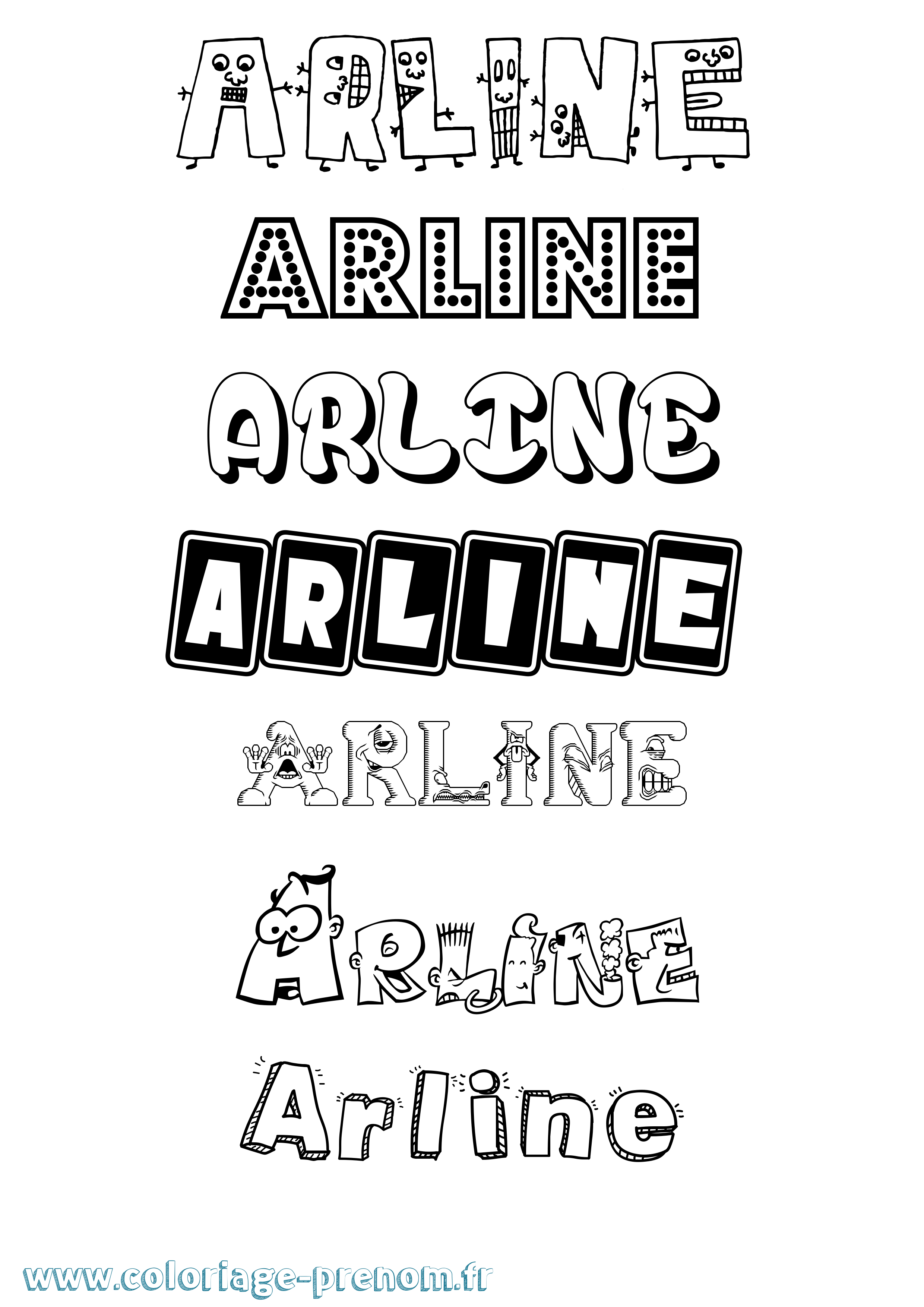 Coloriage prénom Arline Fun
