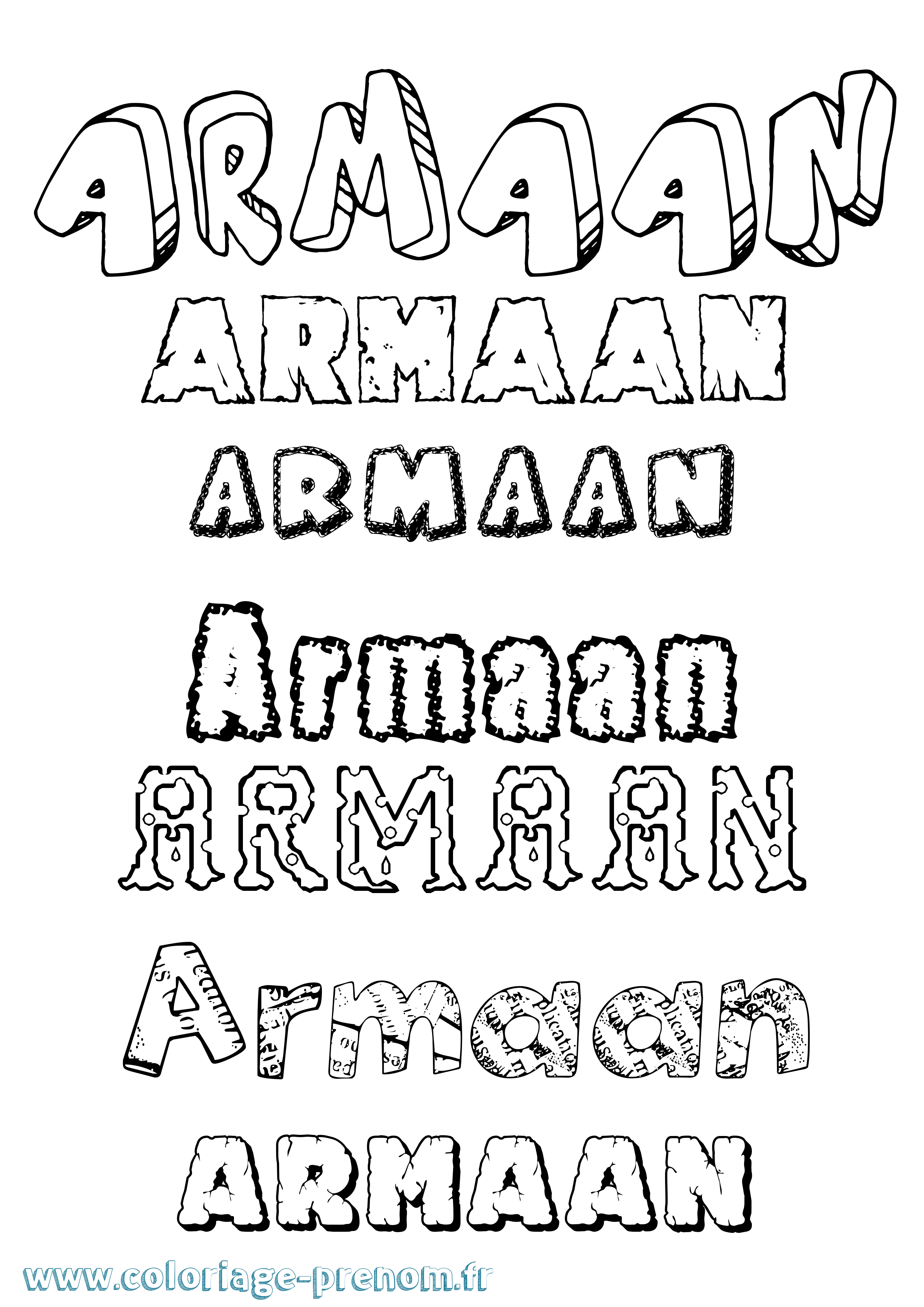 Coloriage prénom Armaan Destructuré