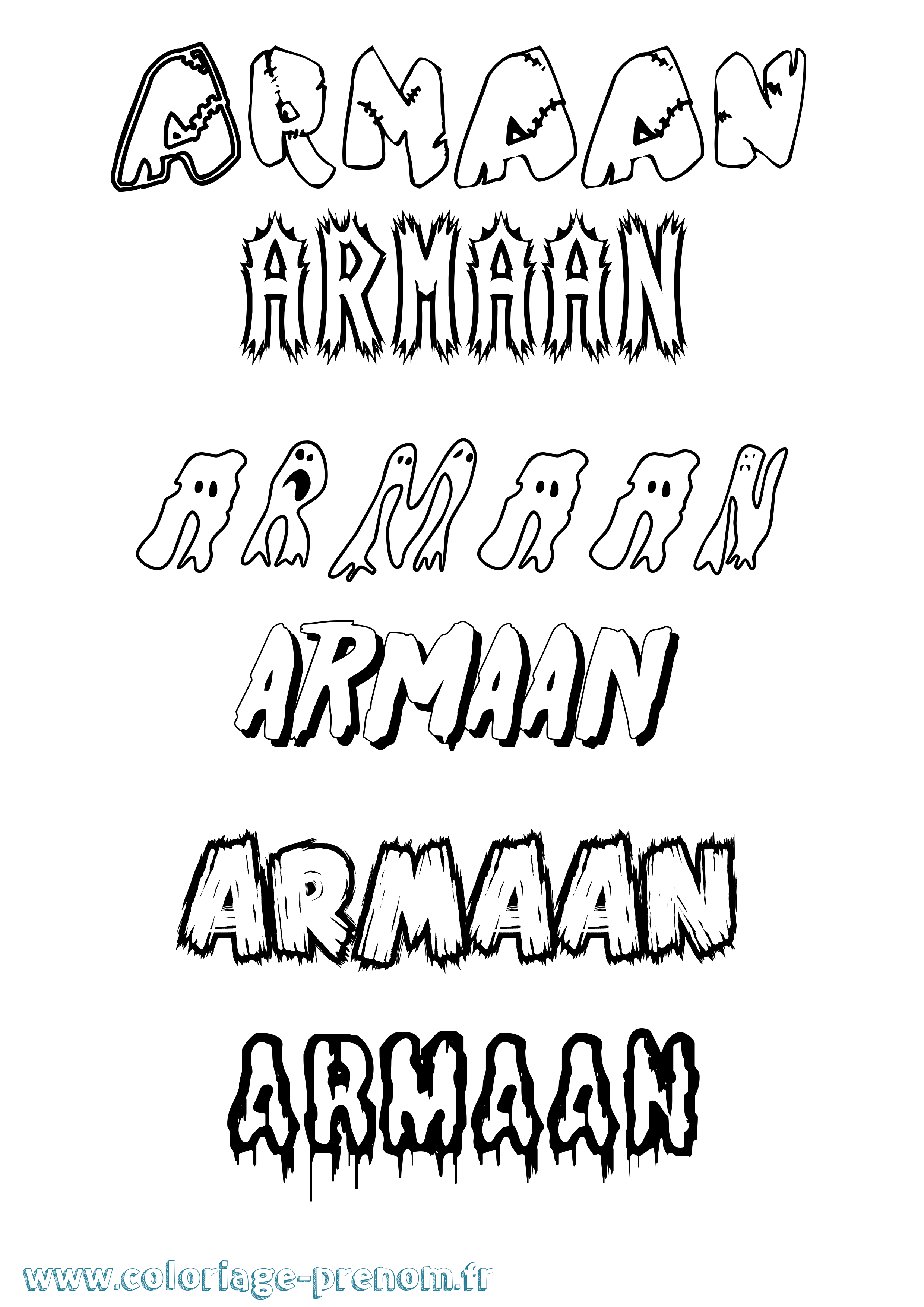 Coloriage prénom Armaan Frisson