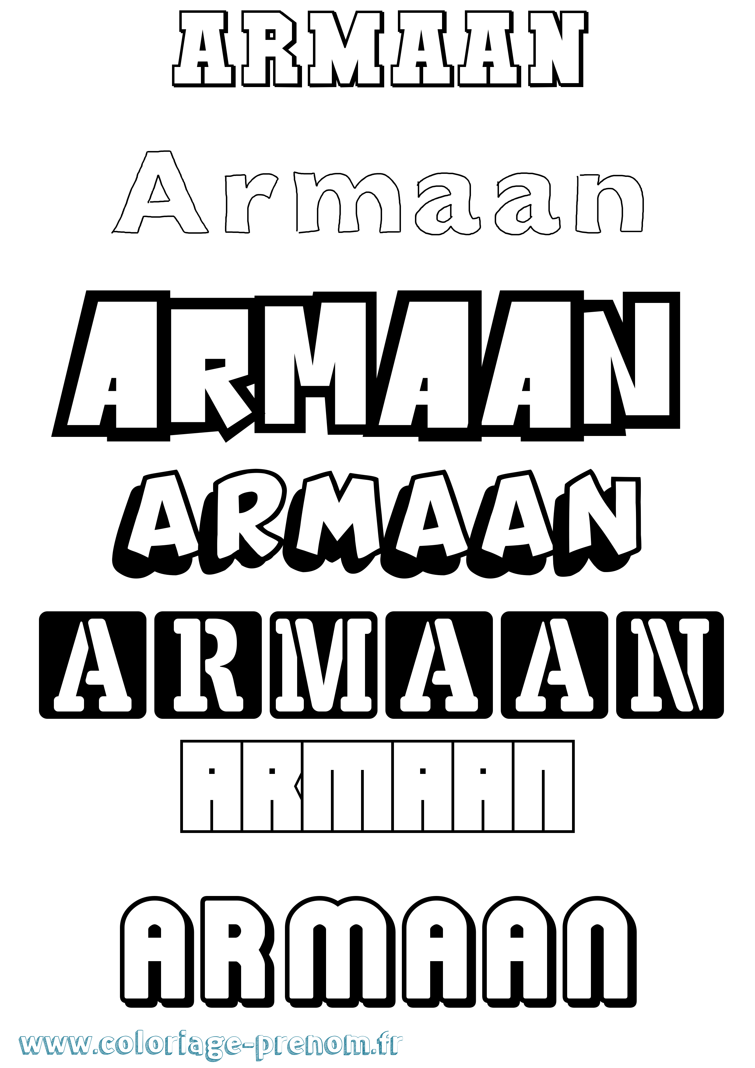 Coloriage prénom Armaan Simple