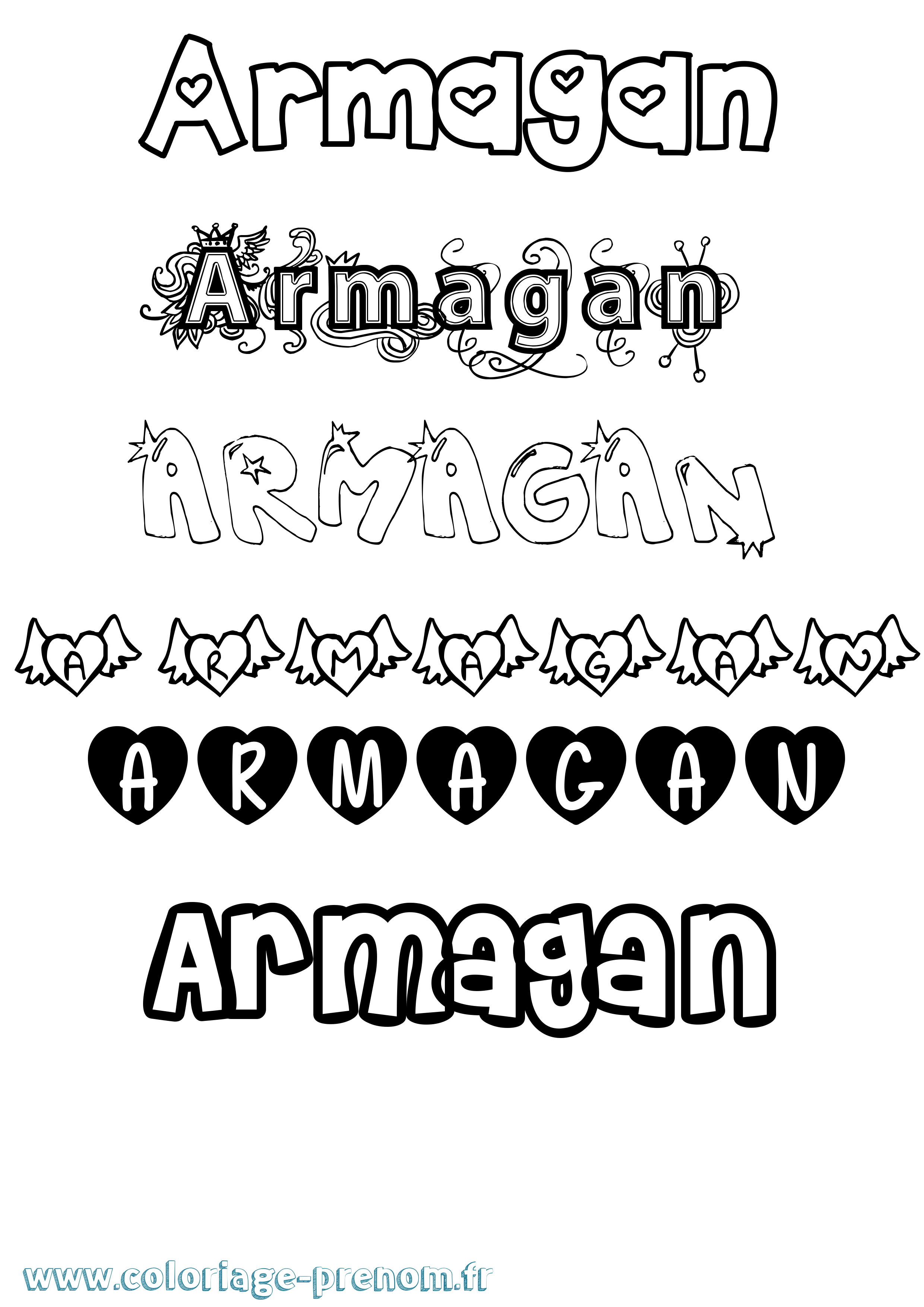 Coloriage prénom Armagan Girly